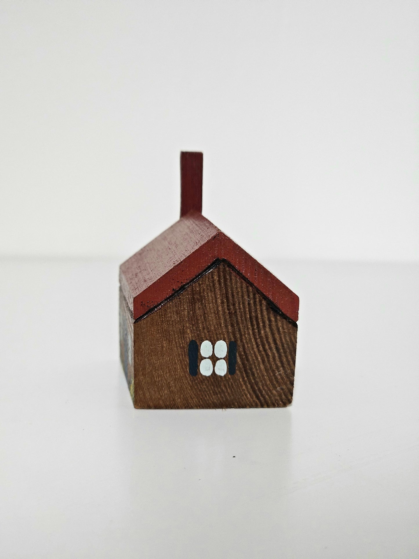 Red Roof Handmade Folk Art Wood House