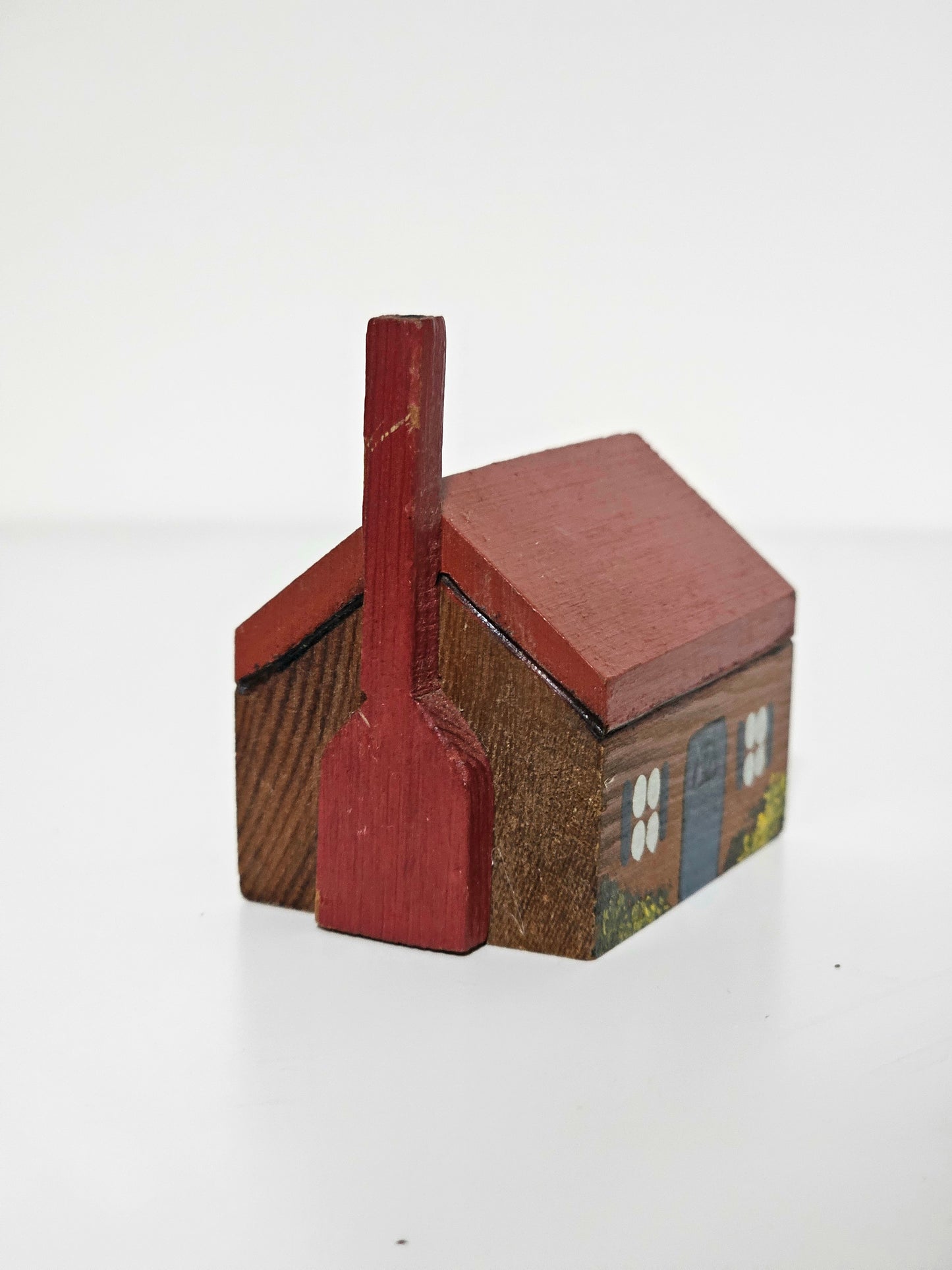 Red Roof Handmade Folk Art Wood House