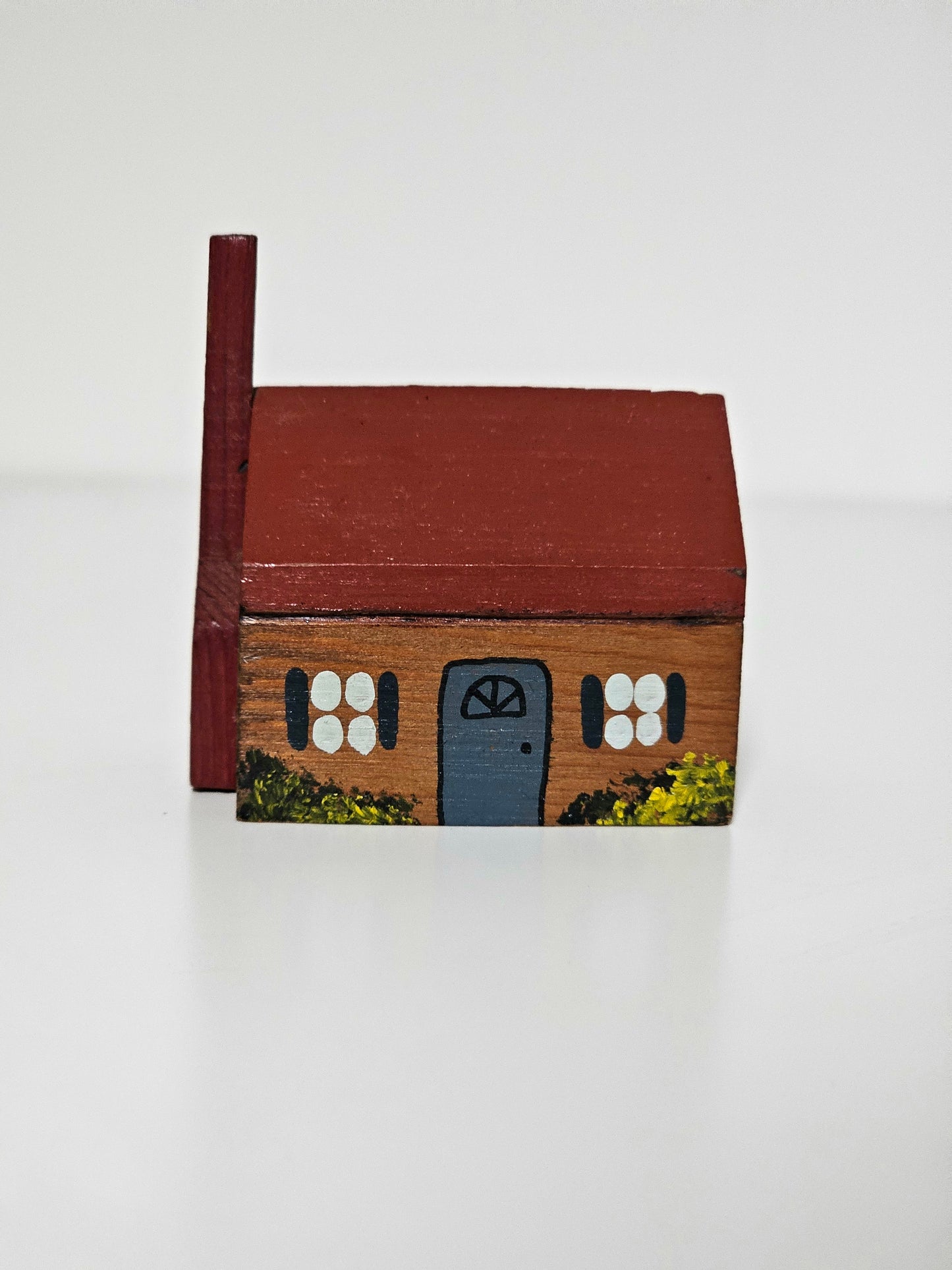 Red Roof Handmade Folk Art Wood House