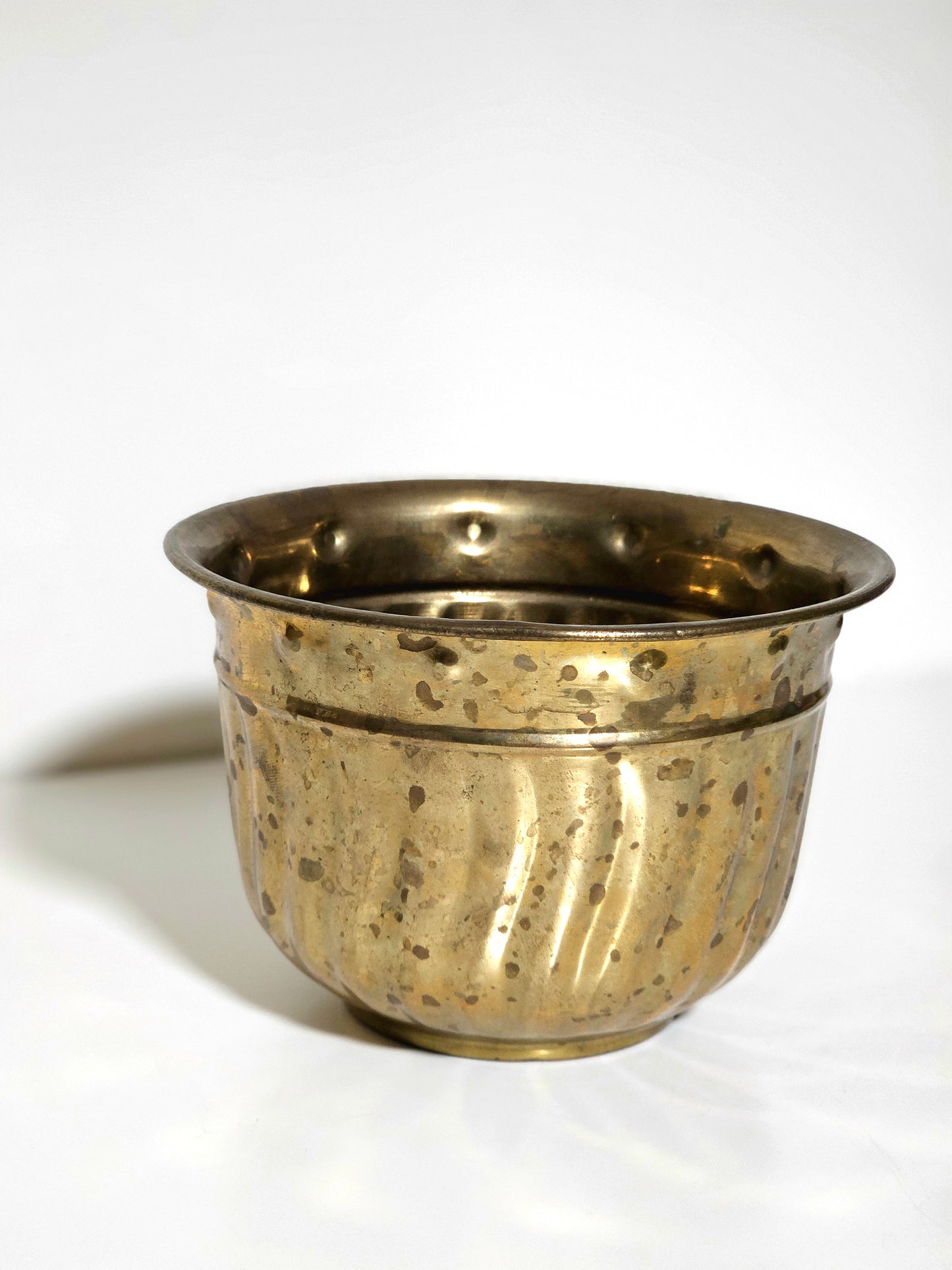 Solid Brass Ribbed Planter