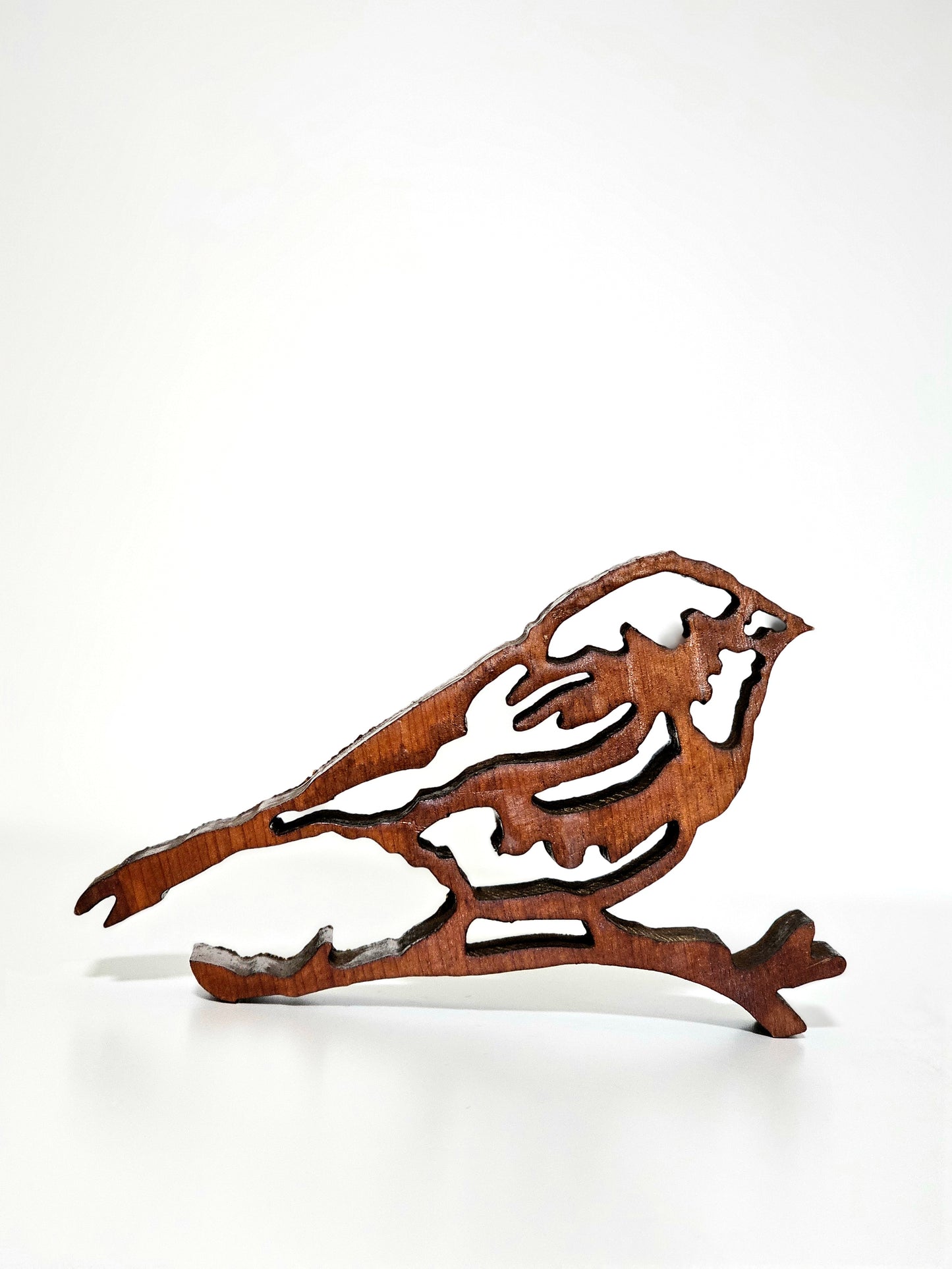 Wooden Silhouette Finch Window Sitter