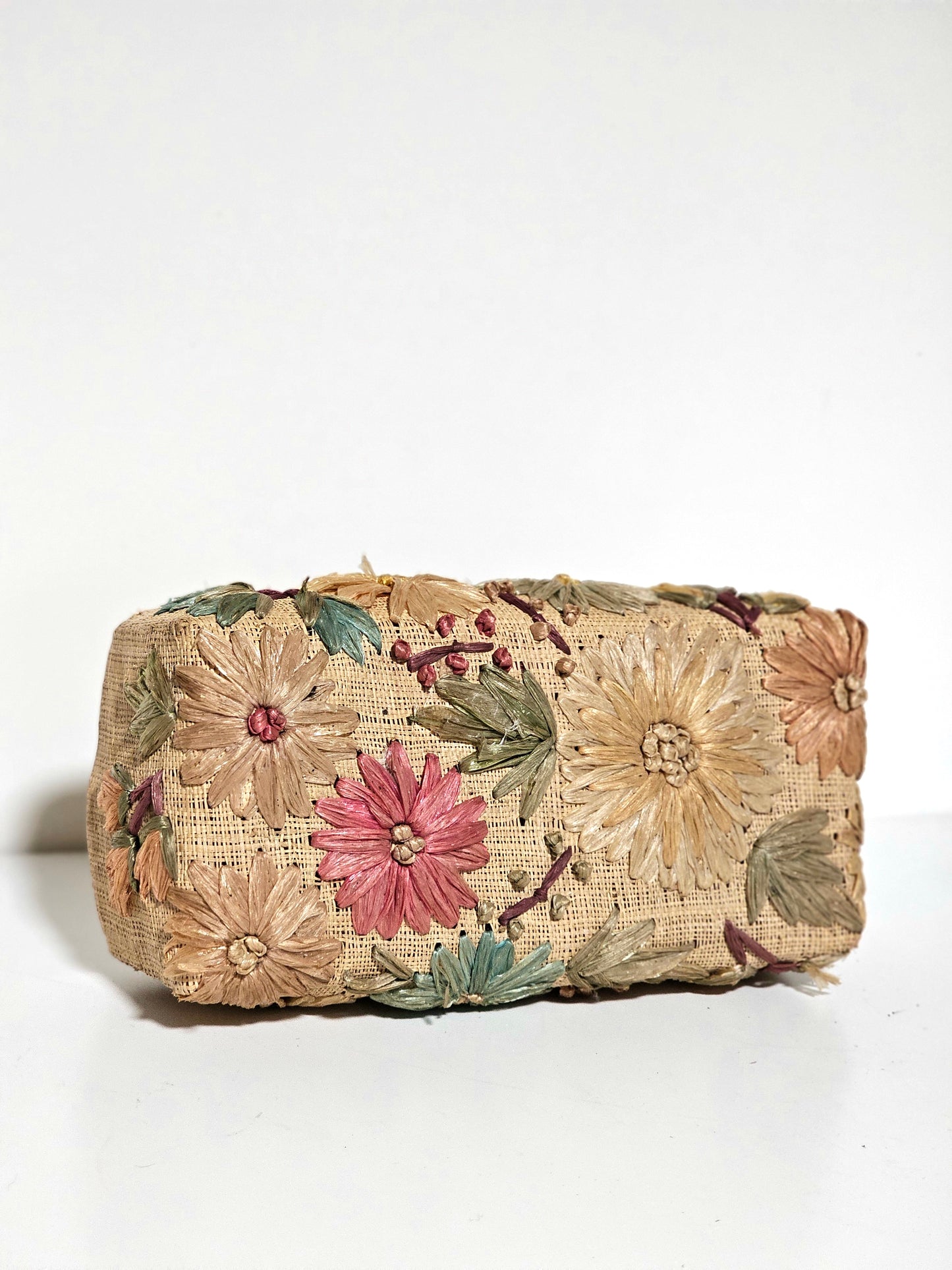 Vintage Handmade Straw Embroidery Box