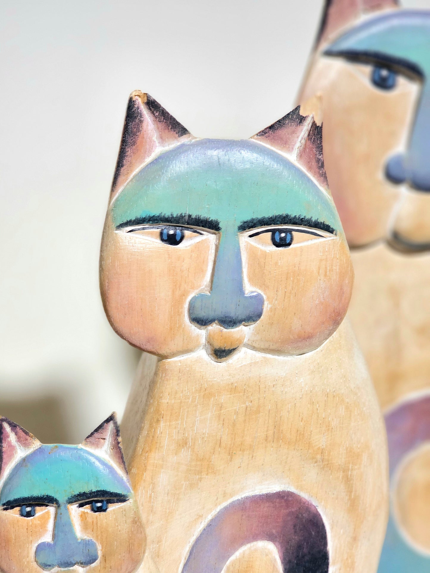 Handmade Laurel Burch Quirky Cat Trio