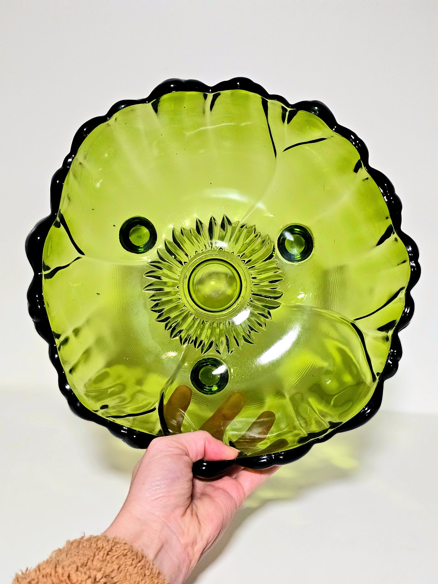 Indiana Glass Avacado Footed Bowl