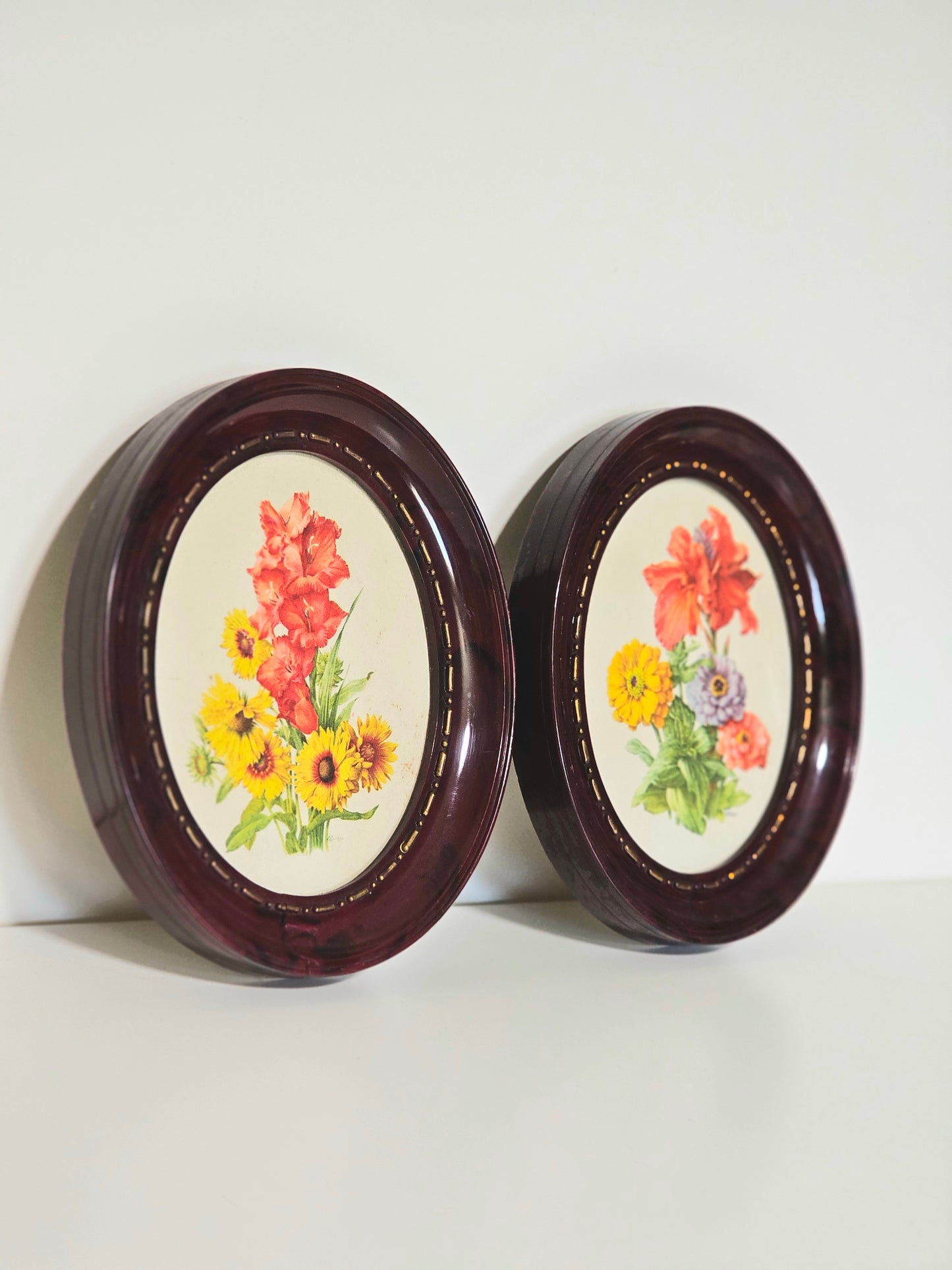 Vintage Oval Tortiseshell Flower Prints