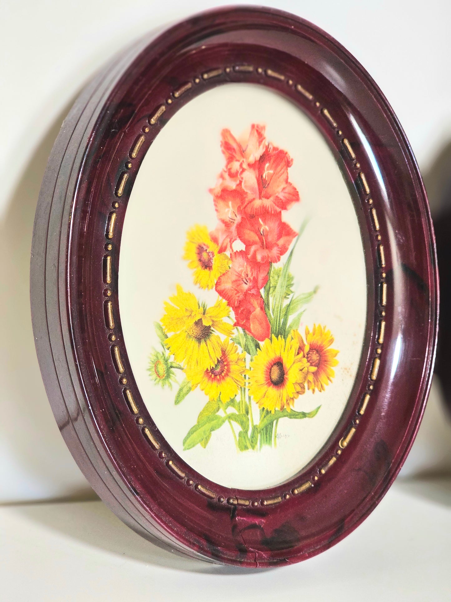 Vintage Oval Tortiseshell Flower Prints