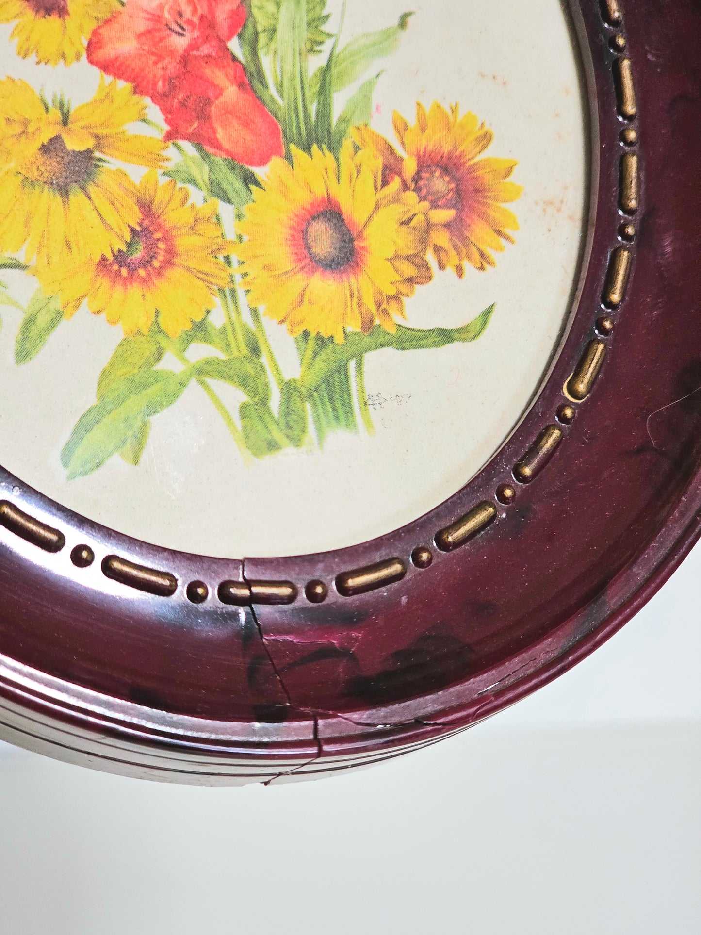 Vintage Oval Tortiseshell Flower Prints