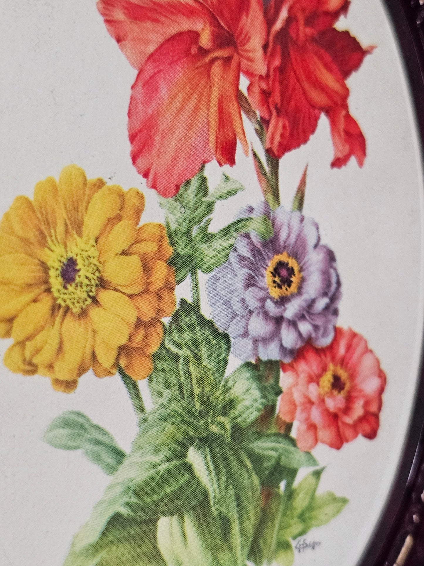 Vintage Oval Tortiseshell Flower Prints
