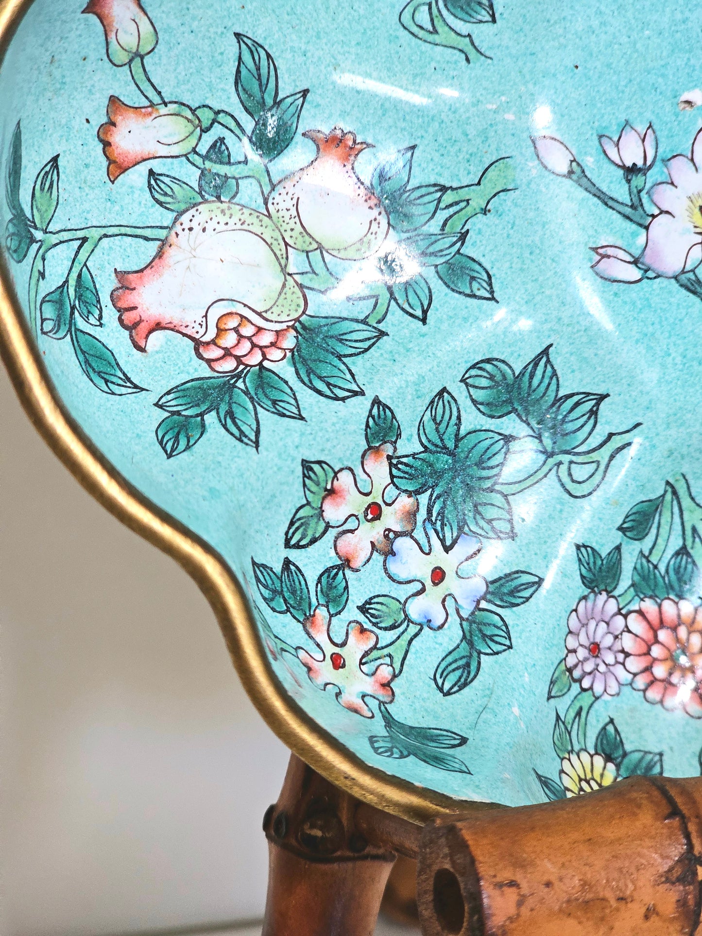 Antique Chinese Cloisonne Enameled Brass Tray