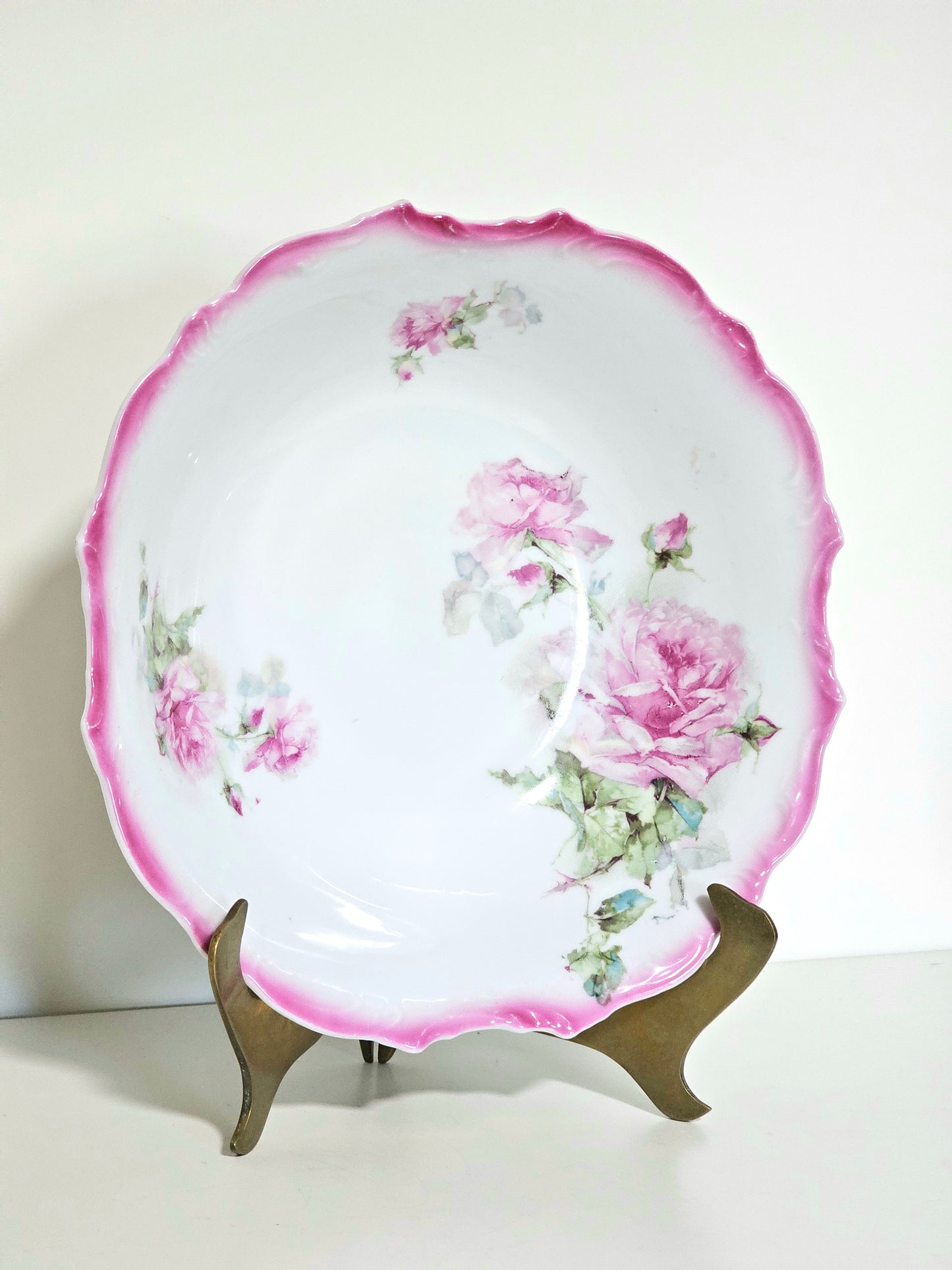 Porcelain Pink Rim Transferware Bowl