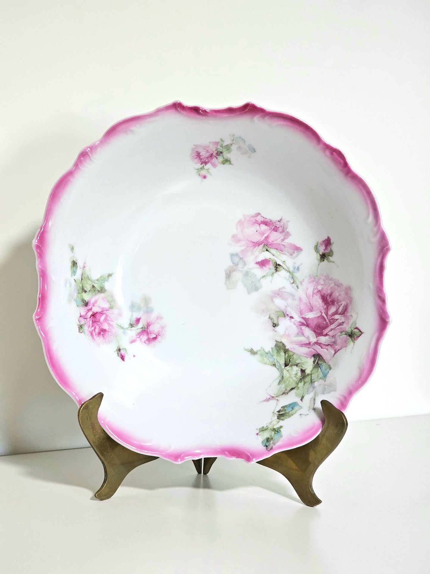 Porcelain Pink Rim Transferware Bowl