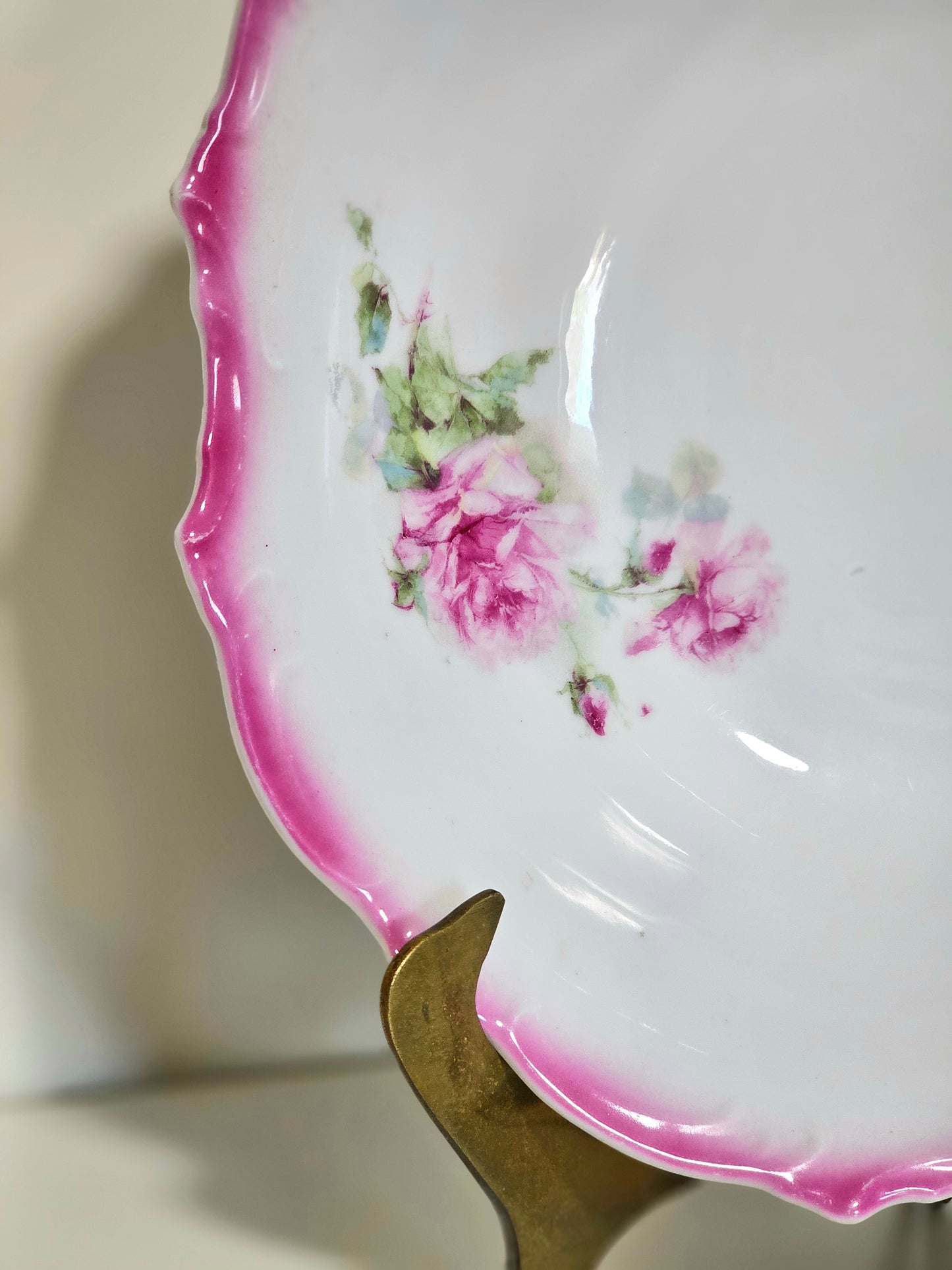 Porcelain Pink Rim Transferware Bowl