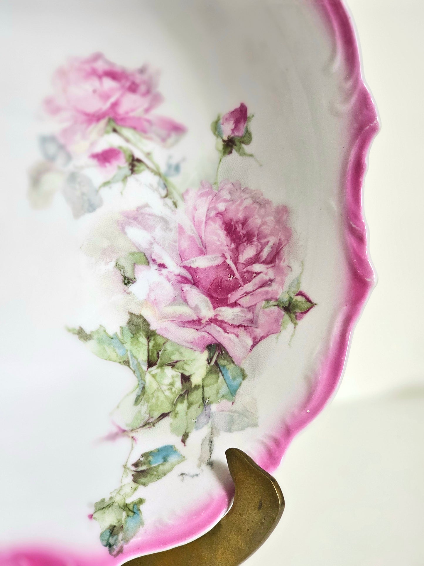 Porcelain Pink Rim Transferware Bowl