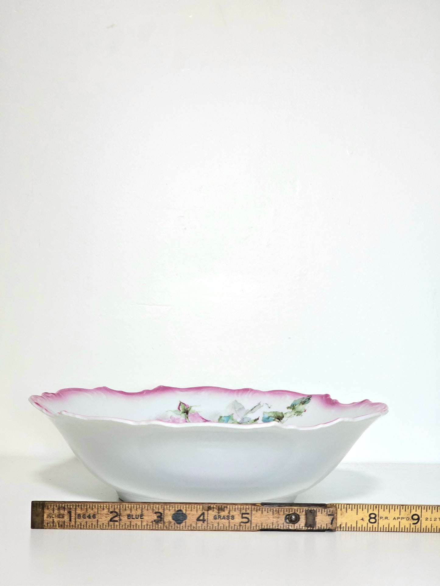 Porcelain Pink Rim Transferware Bowl