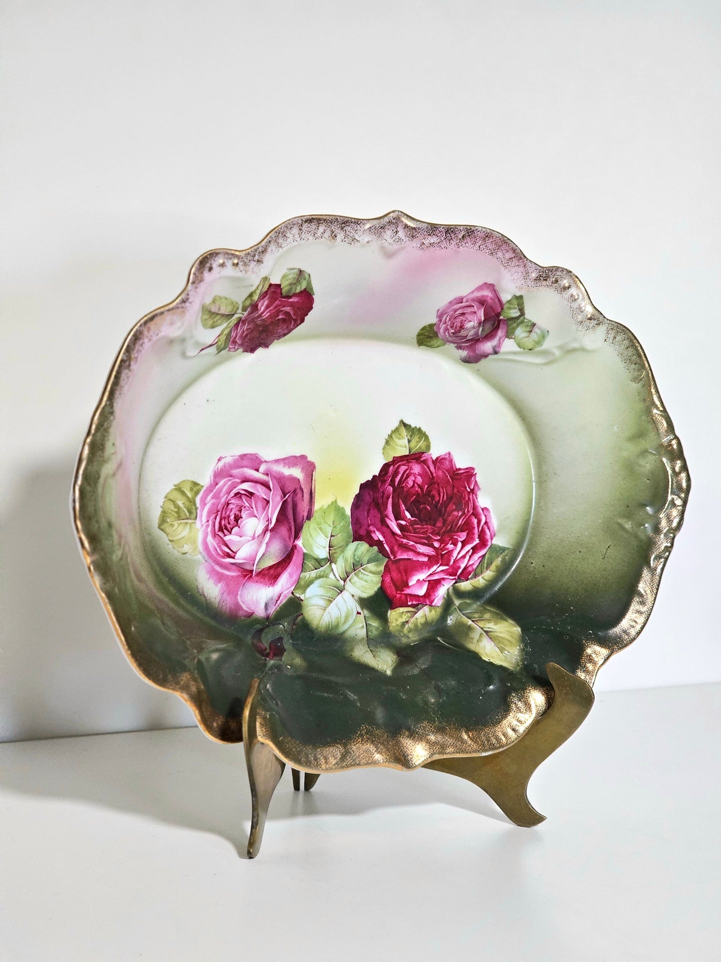 Antique Forest Green Gradient Transferware Bowl