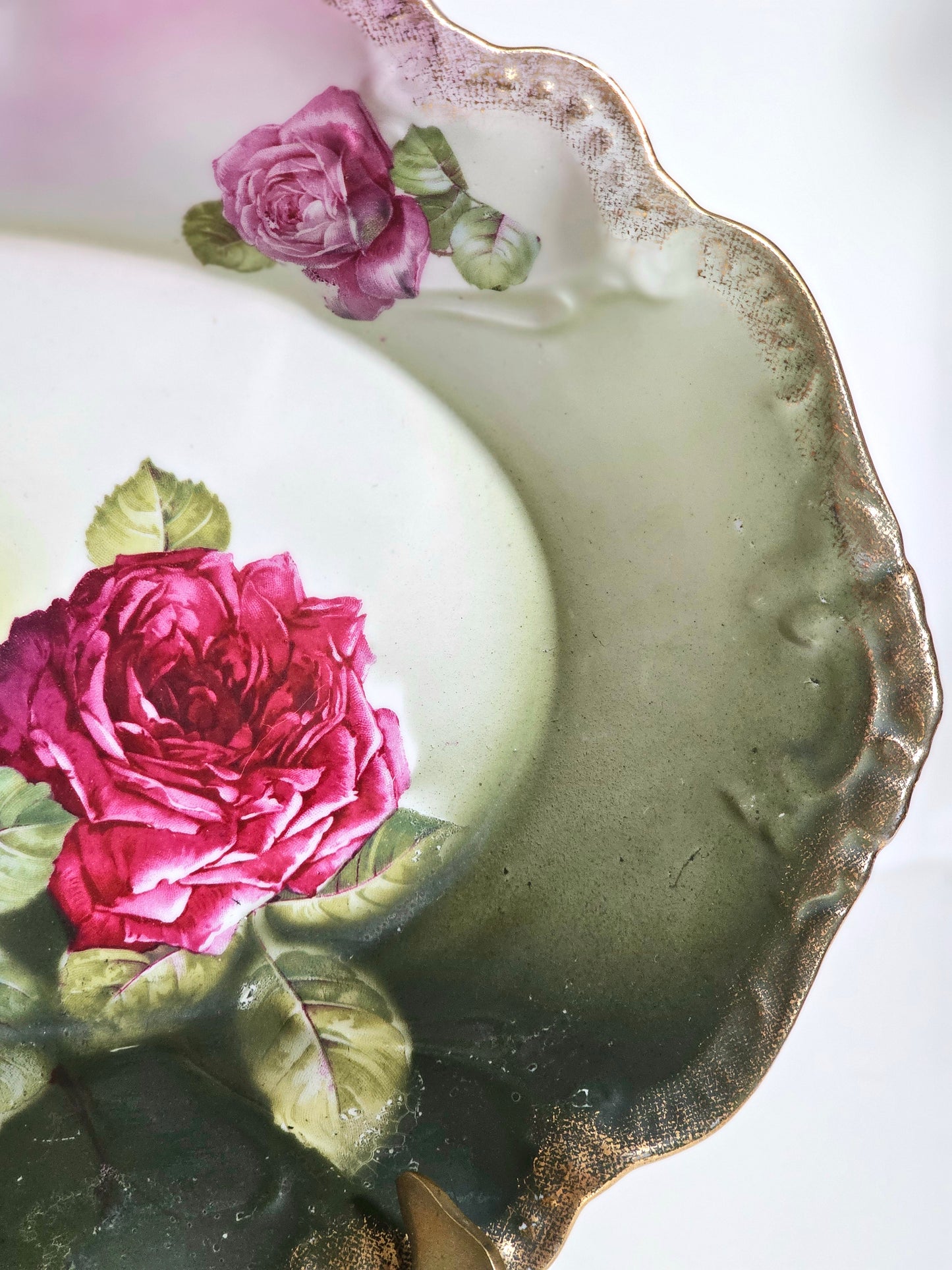 Antique Forest Green Gradient Transferware Bowl