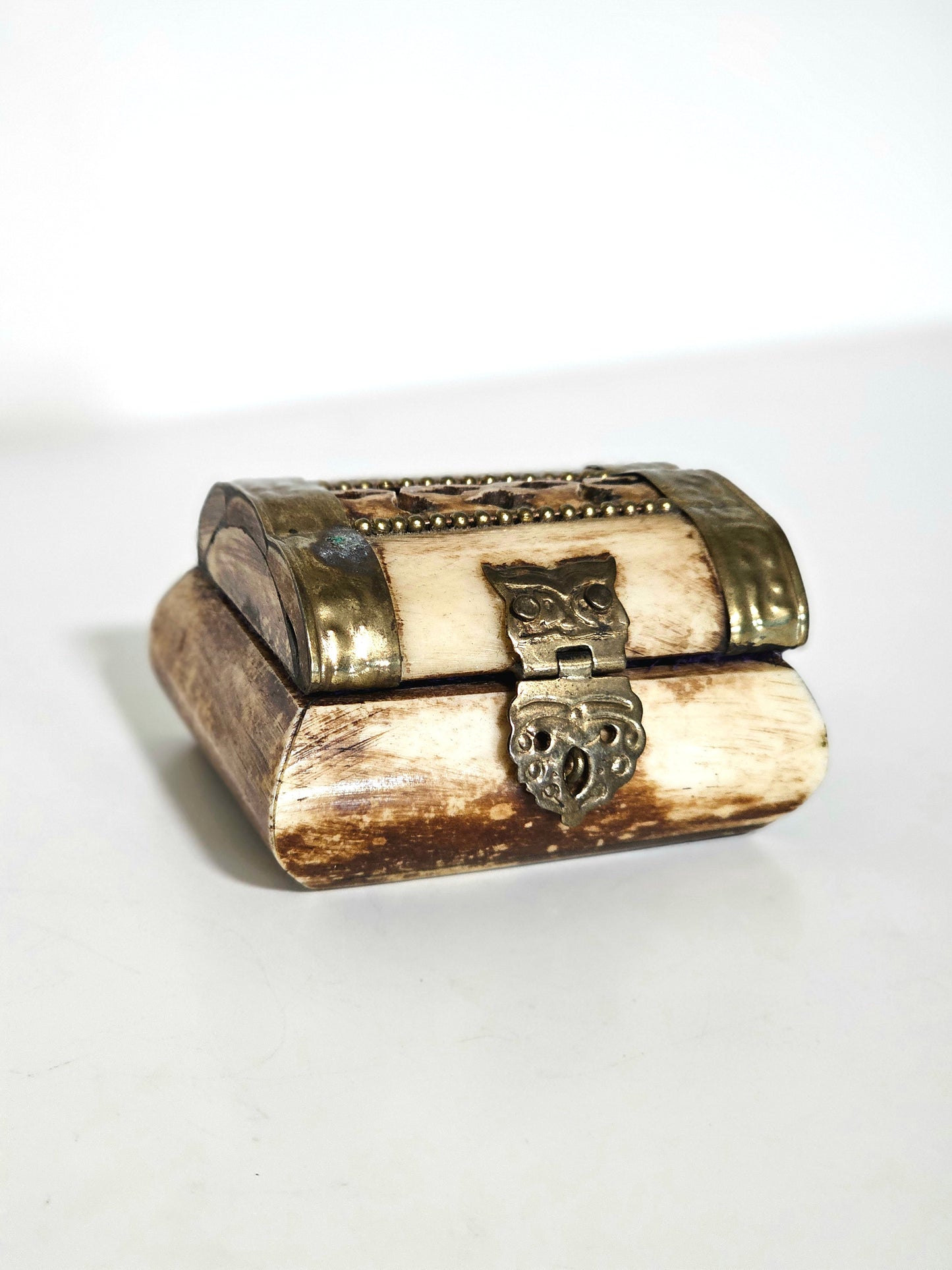 Camel Bone Brass Lined Pill Box