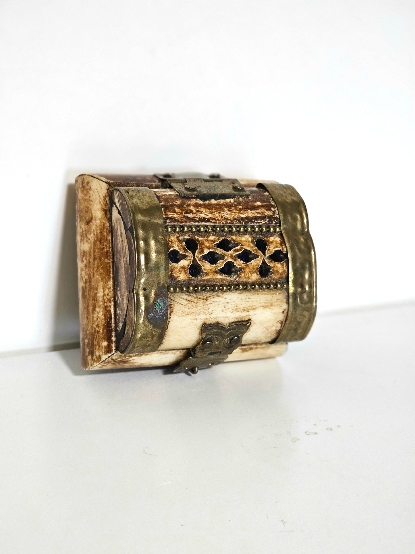 Camel Bone Brass Lined Pill Box