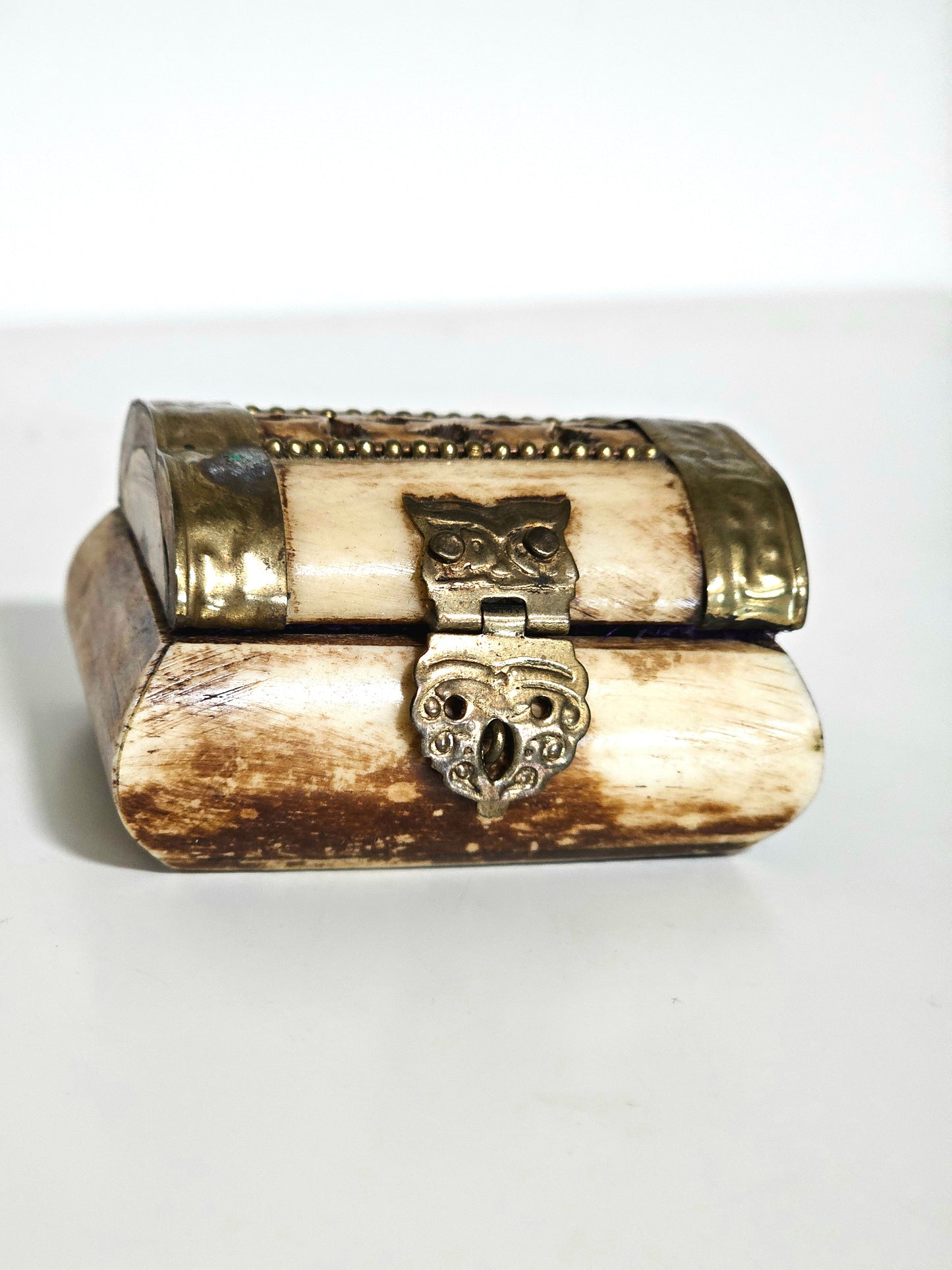 Camel Bone Brass Lined Pill Box
