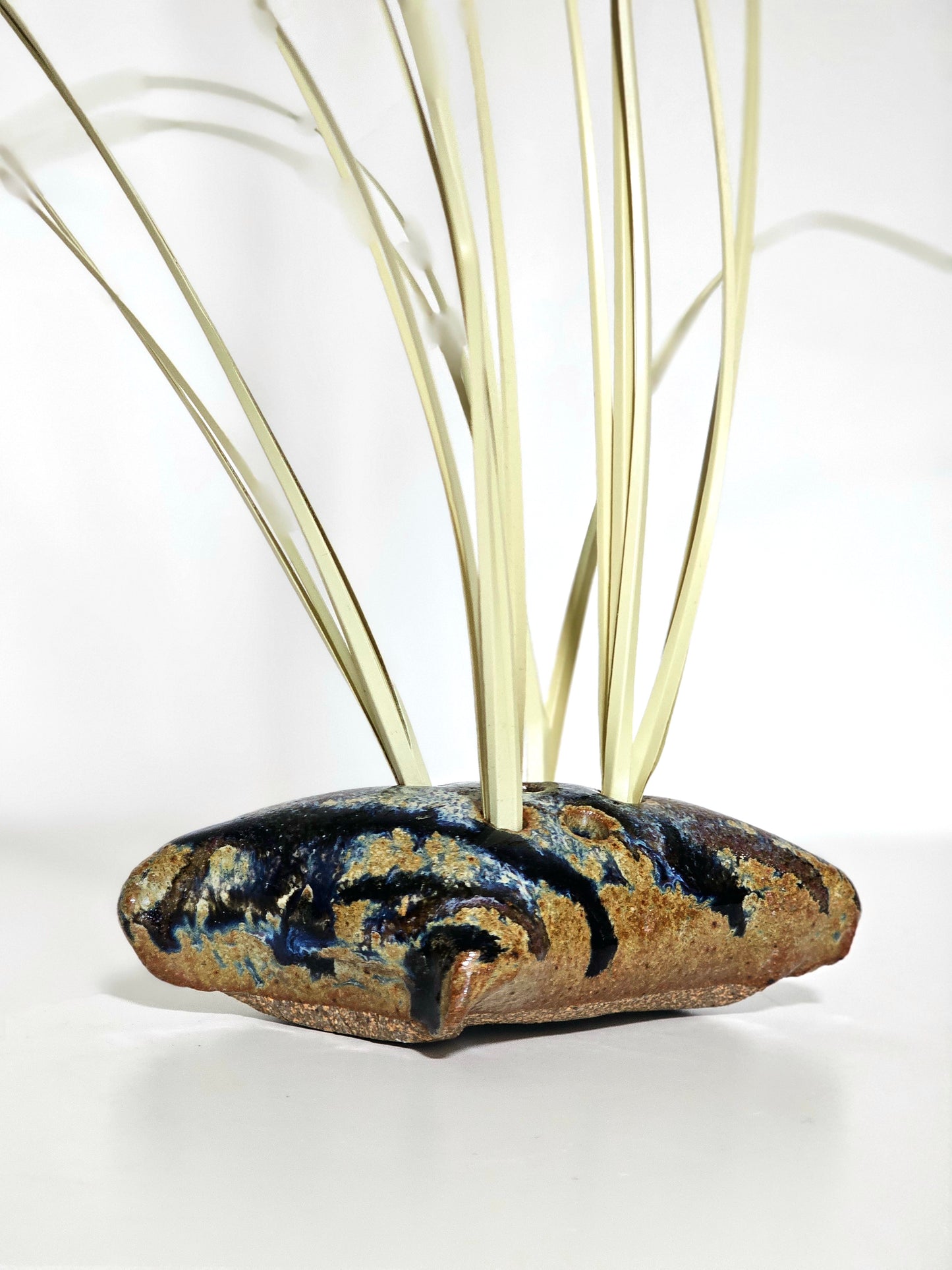 Studio Pottery Stonewear Glazed Flower Frog