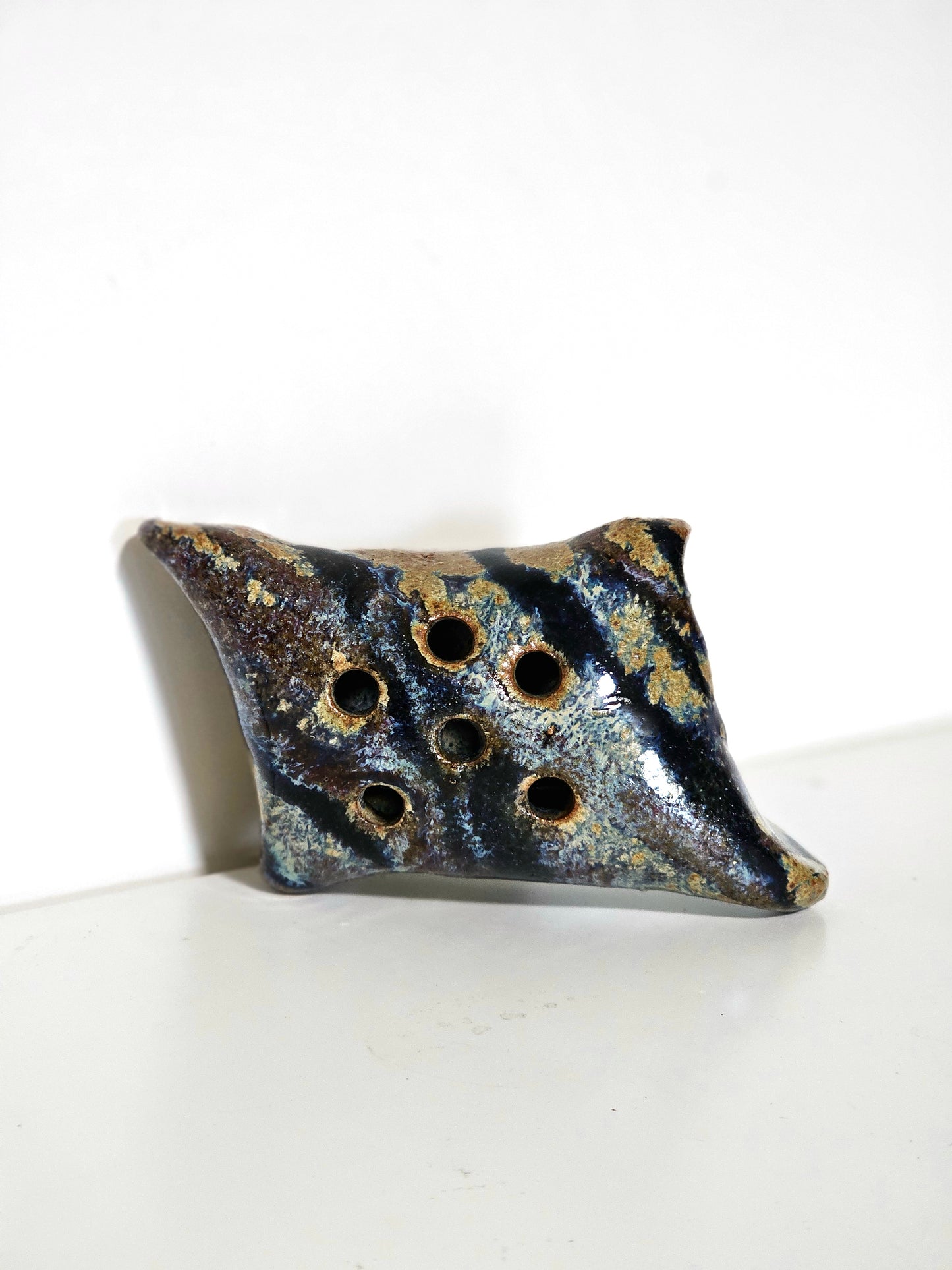 Studio Pottery Stonewear Glazed Flower Frog