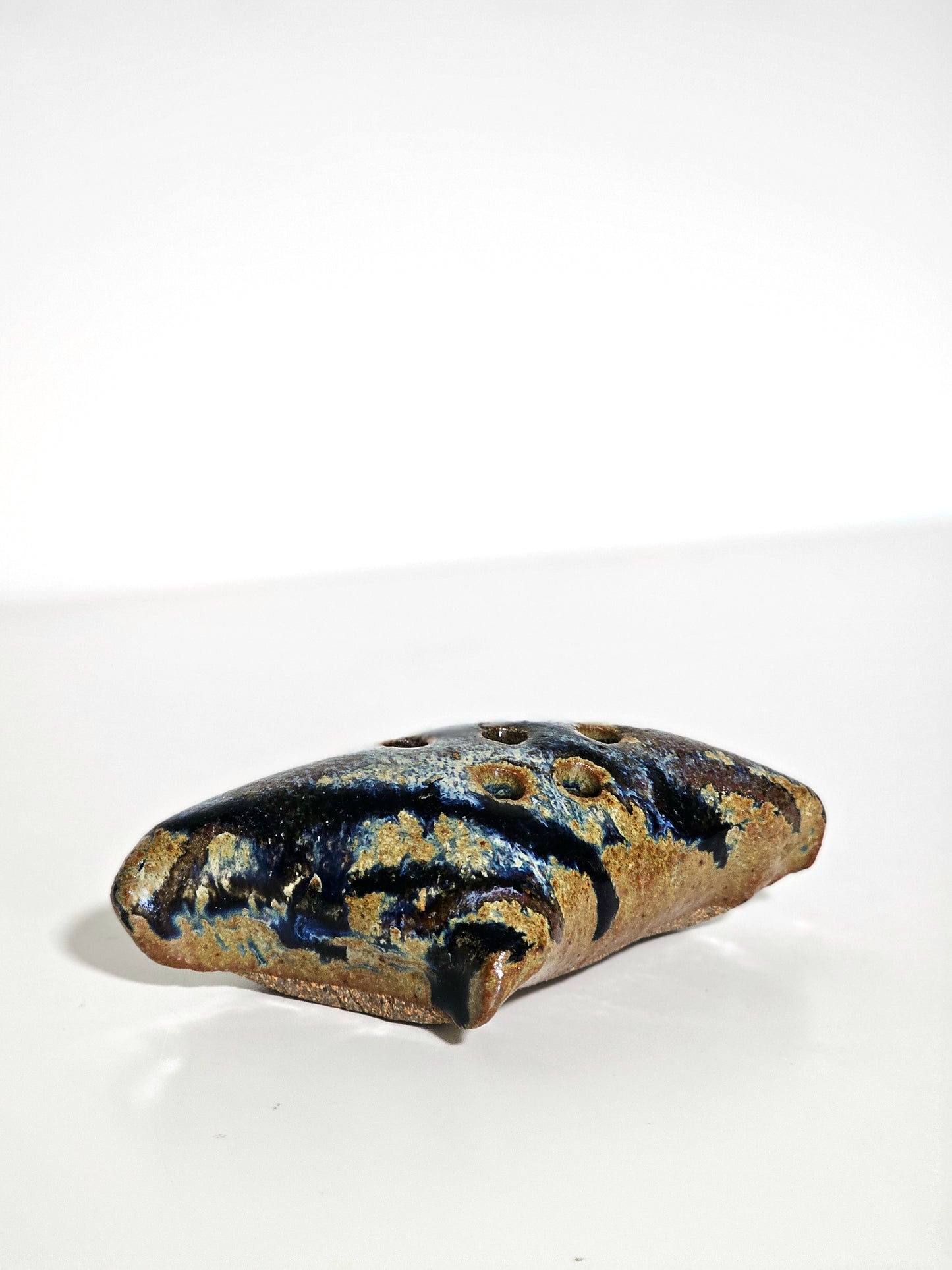 Studio Pottery Stonewear Glazed Flower Frog