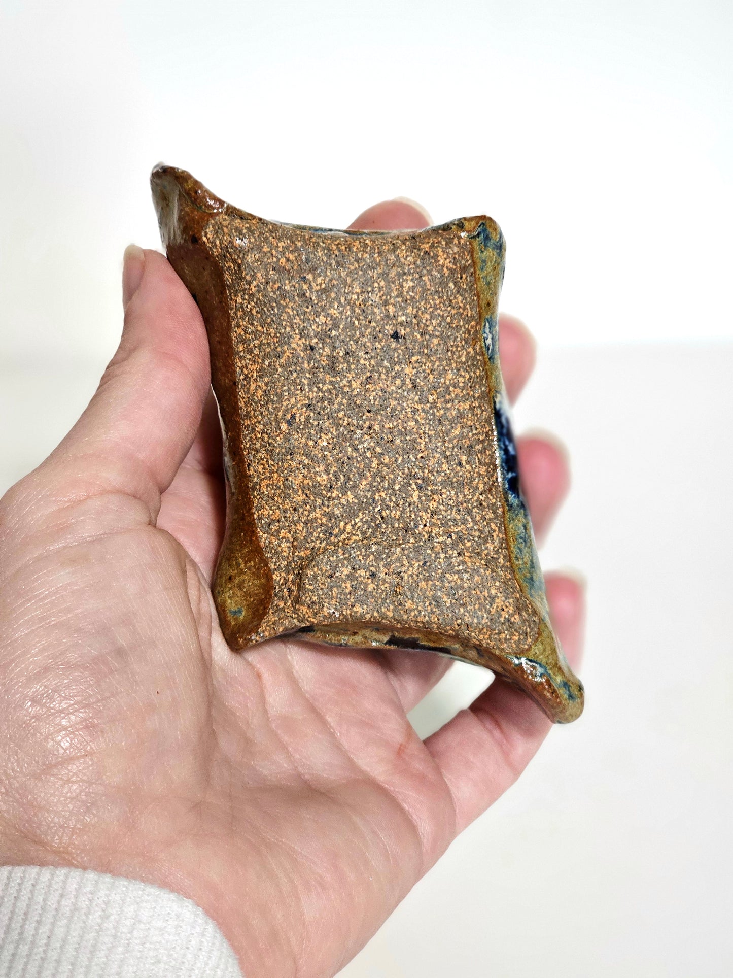Studio Pottery Stonewear Glazed Flower Frog