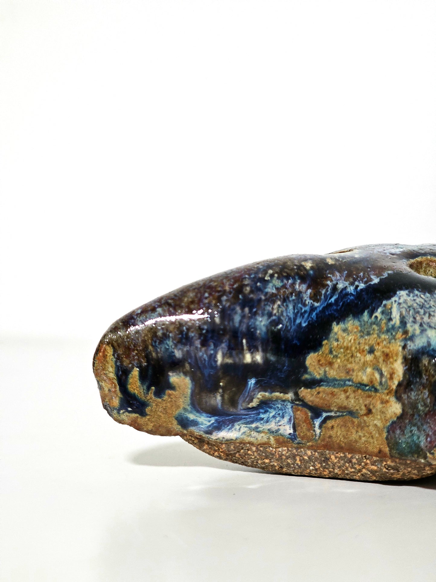 Studio Pottery Stonewear Glazed Flower Frog