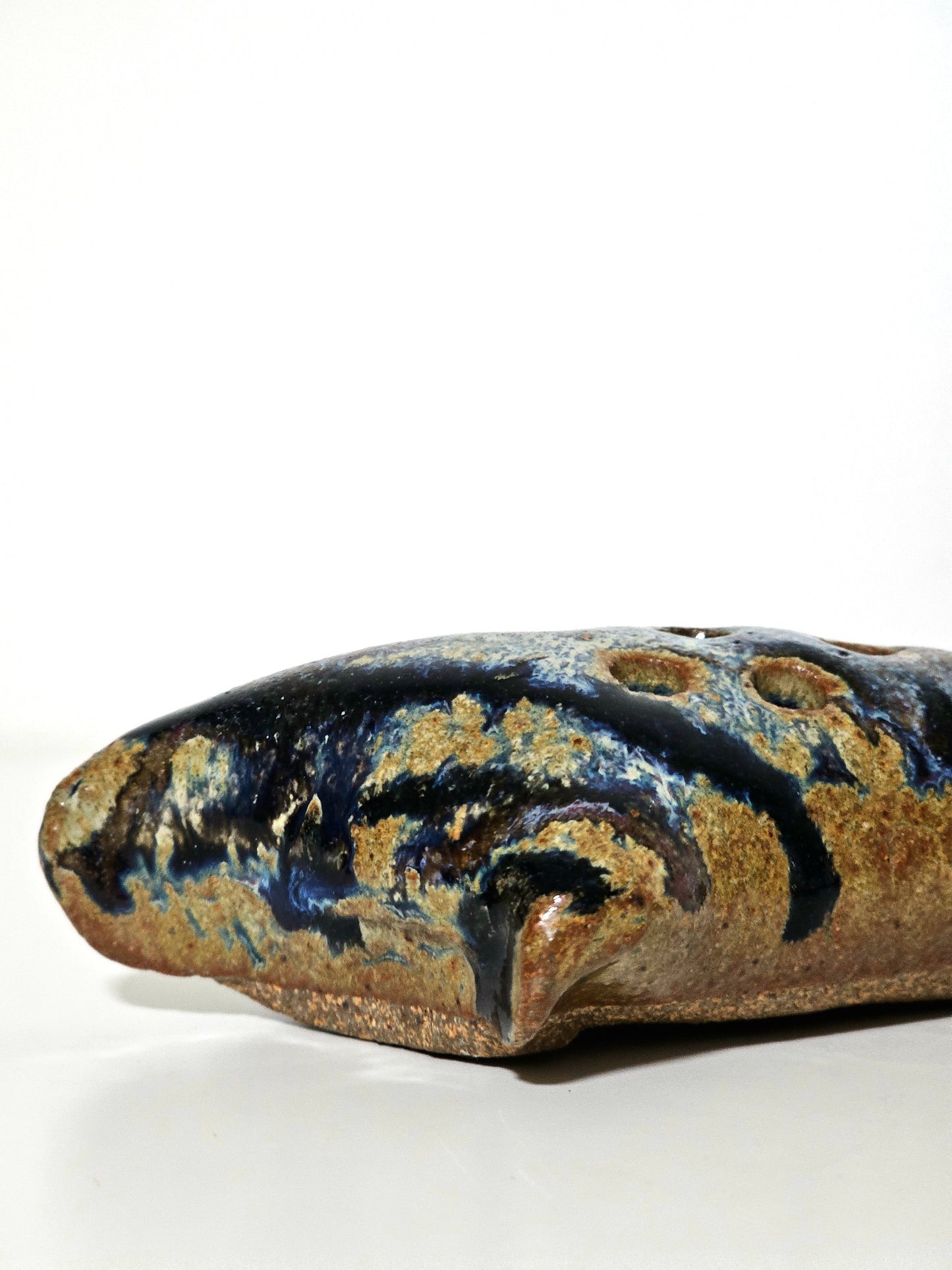 Studio Pottery Stonewear Glazed Flower Frog