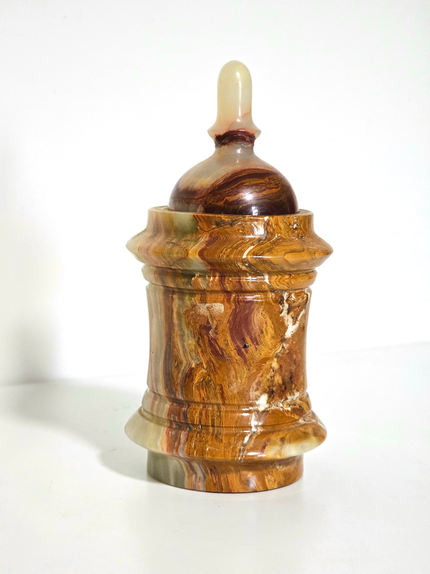 Banded Onyx Marble Lidded Jar