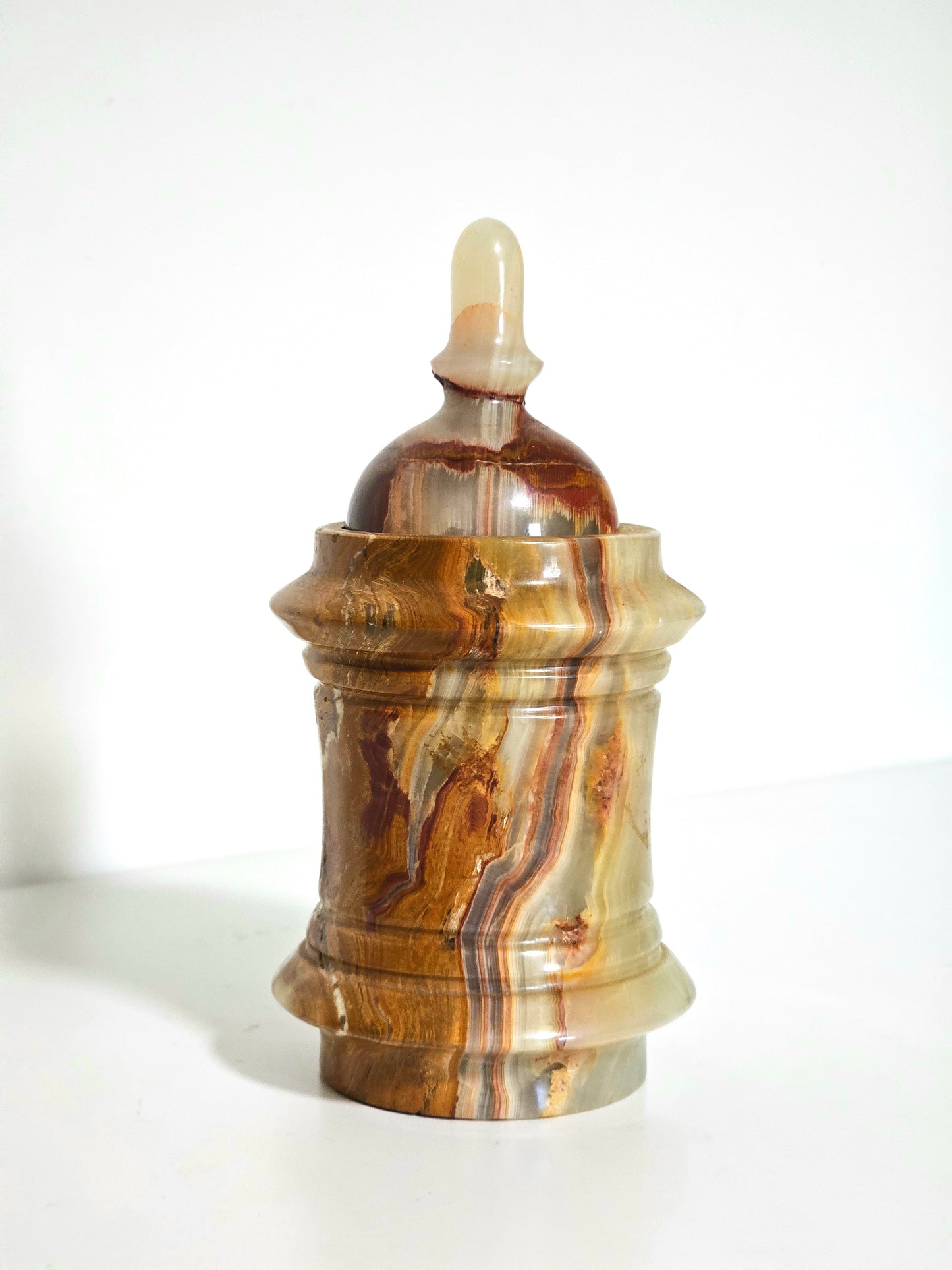 Banded Onyx Marble Lidded Jar
