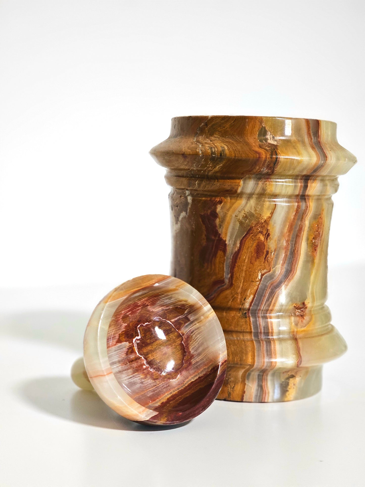 Banded Onyx Marble Lidded Jar
