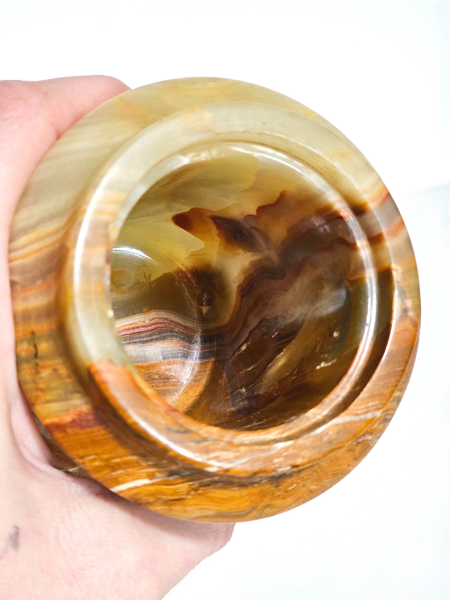 Banded Onyx Marble Lidded Jar