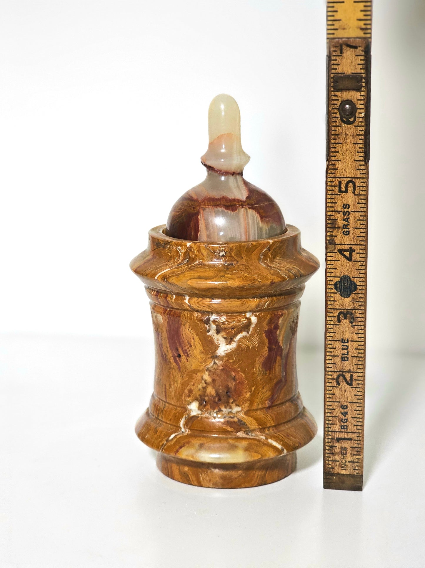 Banded Onyx Marble Lidded Jar