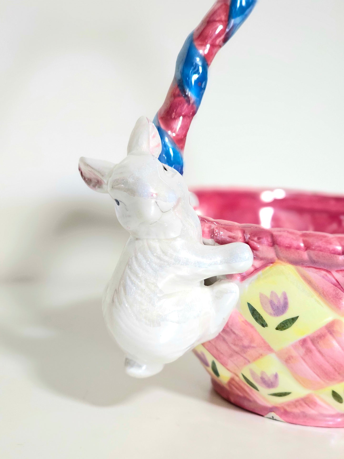 Ceramic Lustre Egg-Shaped Bunny Easter Basket