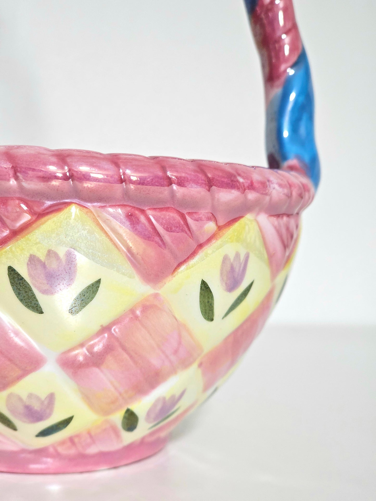 Ceramic Lustre Egg-Shaped Bunny Easter Basket