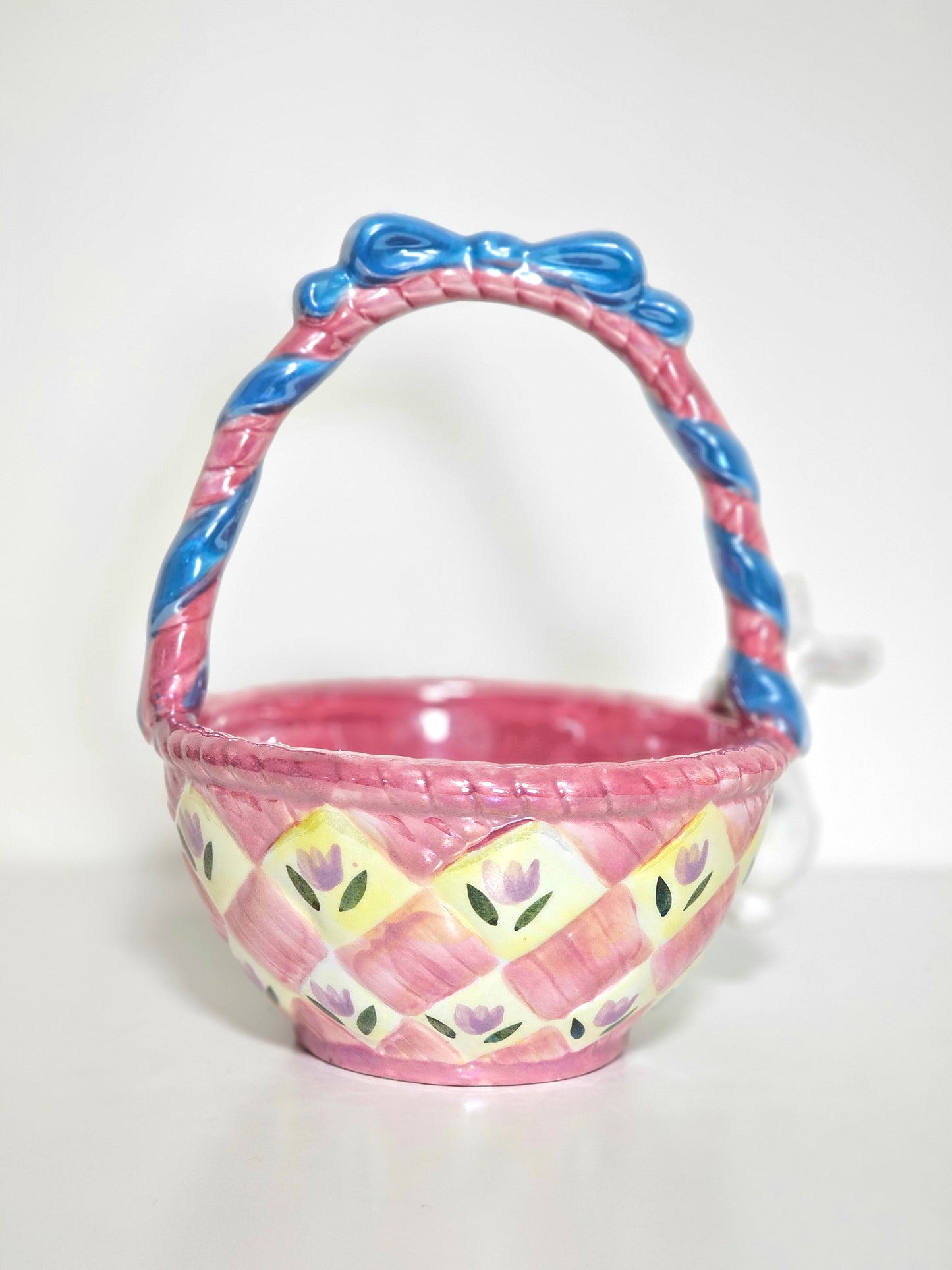Ceramic Lustre Egg-Shaped Bunny Easter Basket