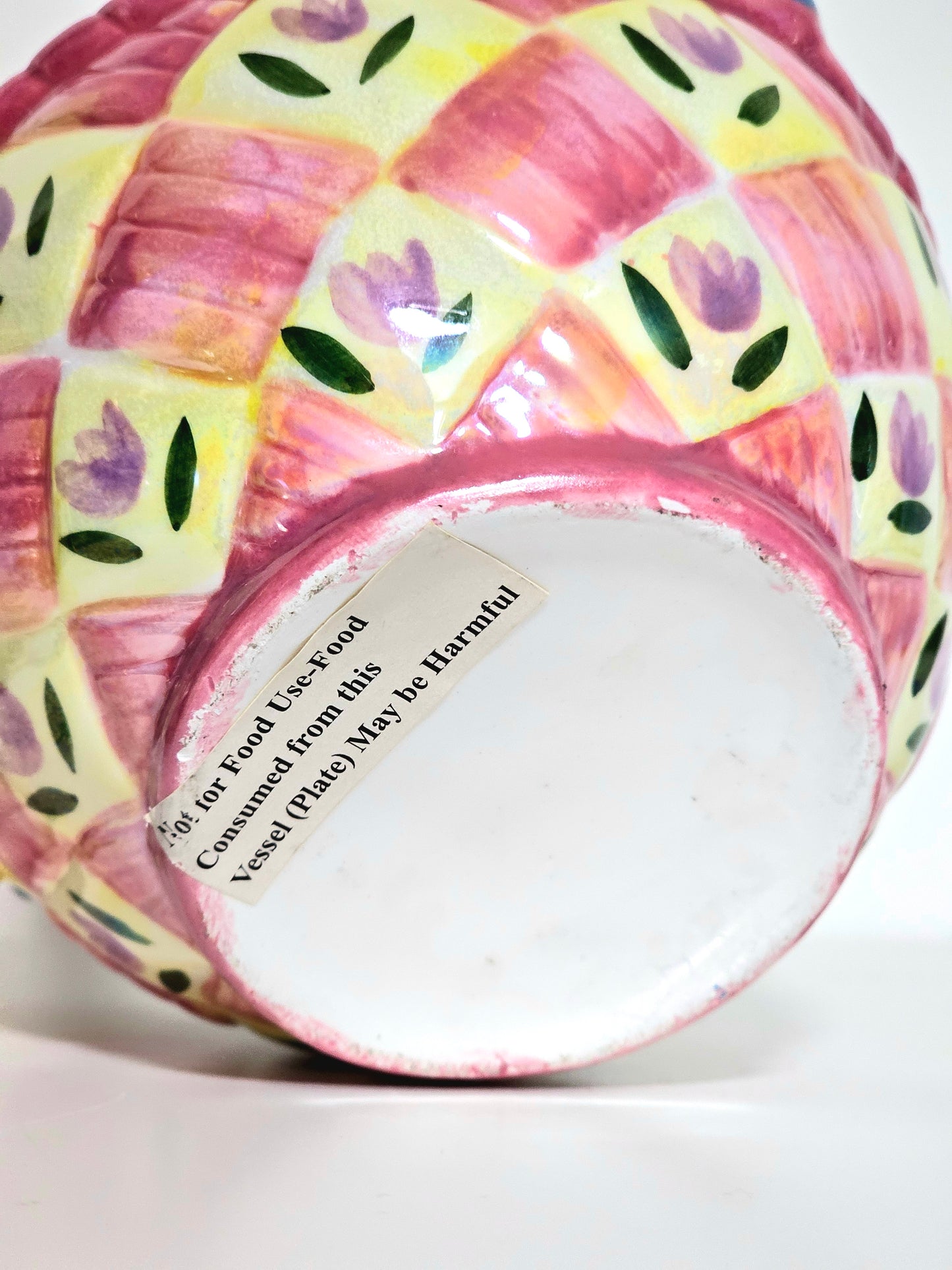 Ceramic Lustre Egg-Shaped Bunny Easter Basket