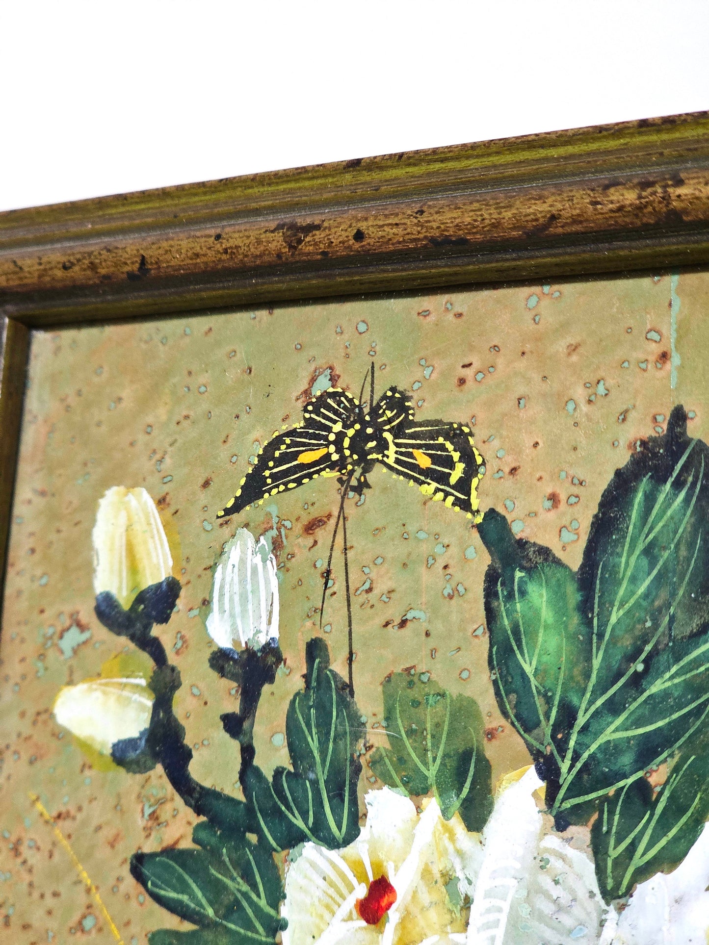 Handmade Paper Gouache Peony Butterfly Painting