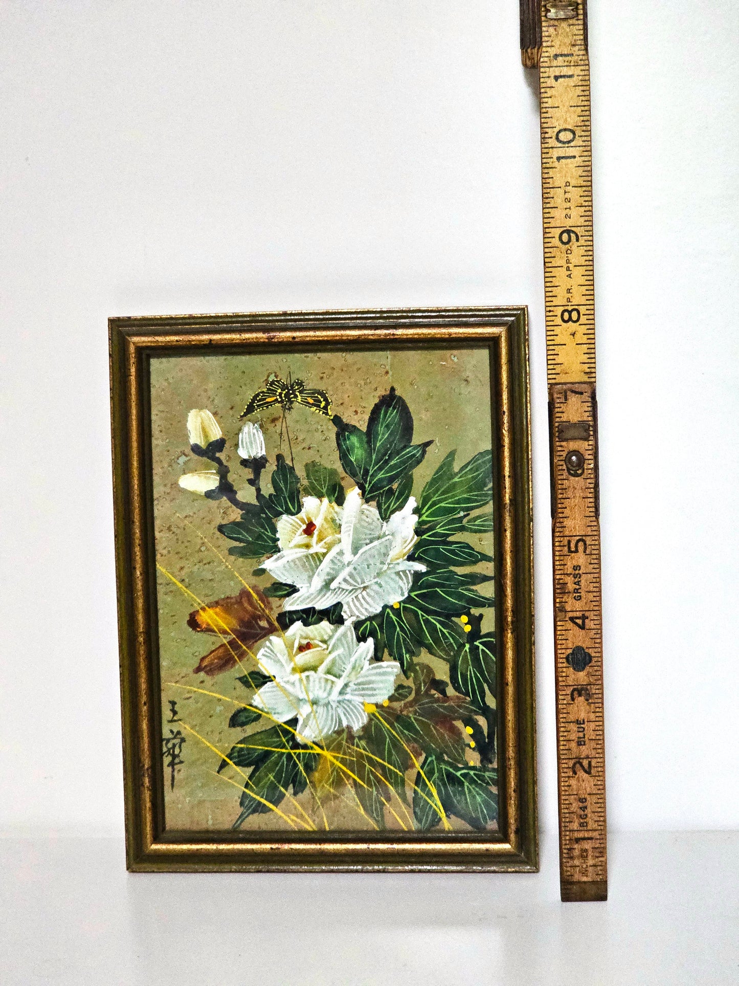 Handmade Paper Gouache Peony Butterfly Painting