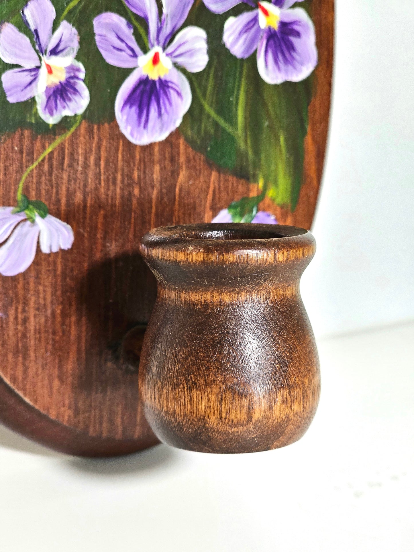 Handpainted Cottage Pansy Wall Candle Holder