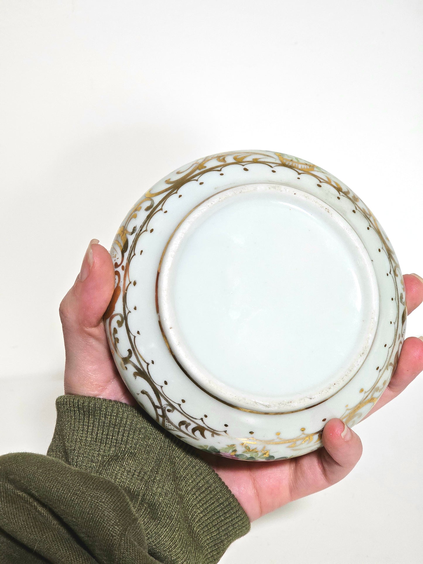 Handpainted Porcelain Victorian Hair Receiver