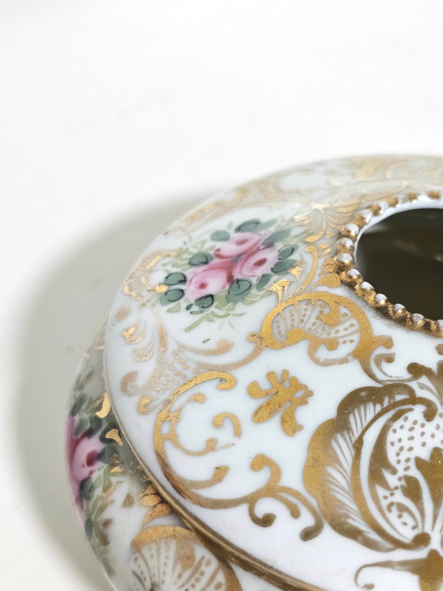 Handpainted Porcelain Victorian Hair Receiver