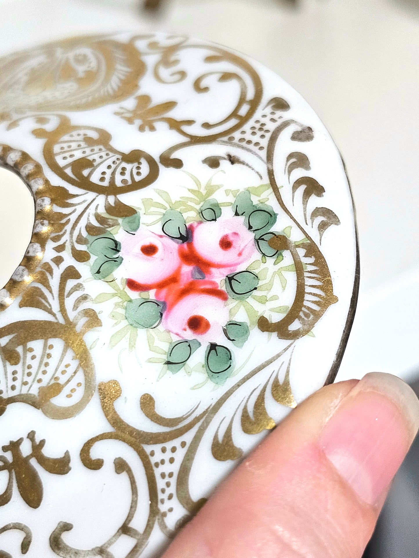 Handpainted Porcelain Victorian Hair Receiver