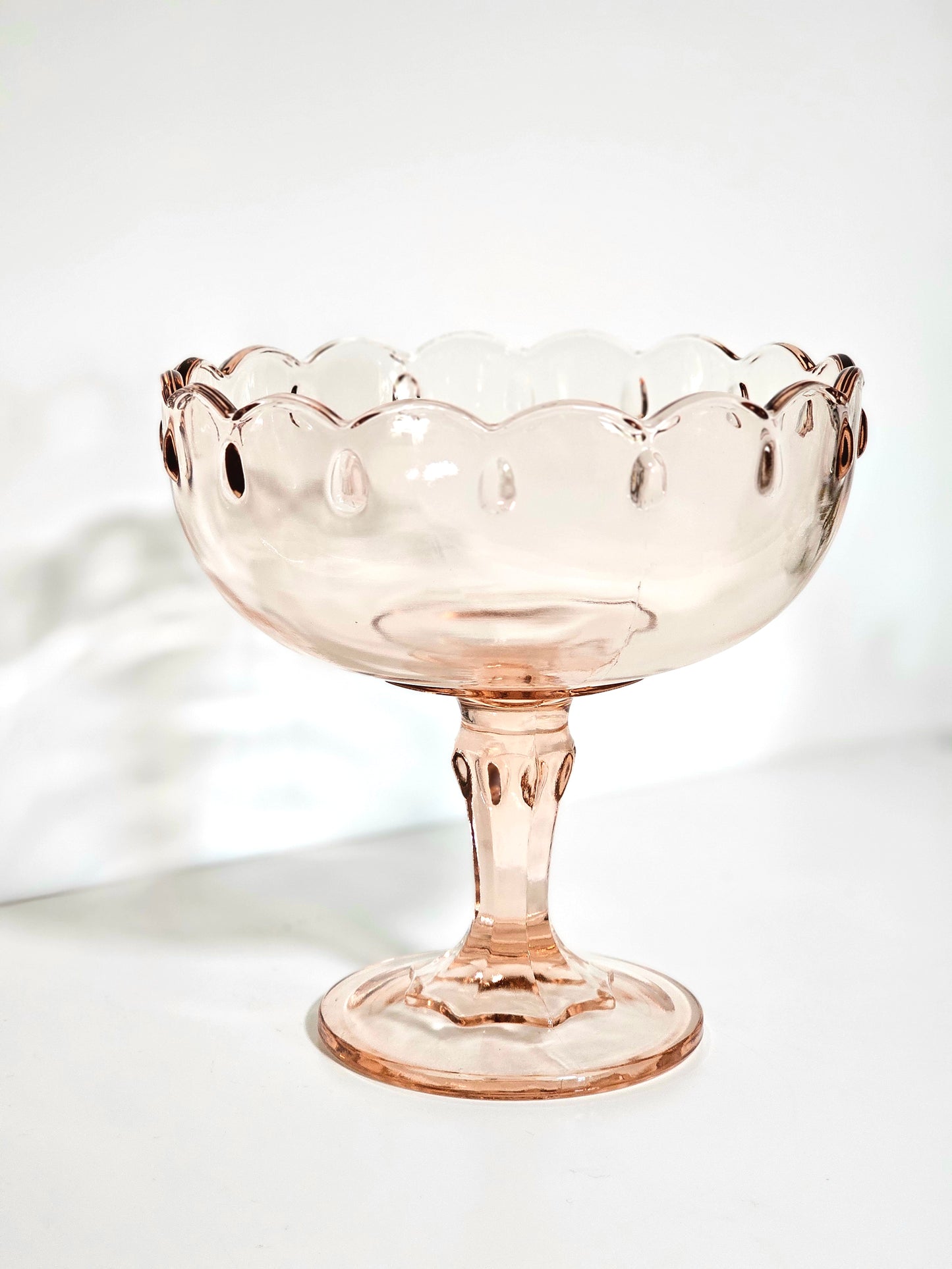 Indiana Glass Rose Pink Teardrop Pedestal Compote