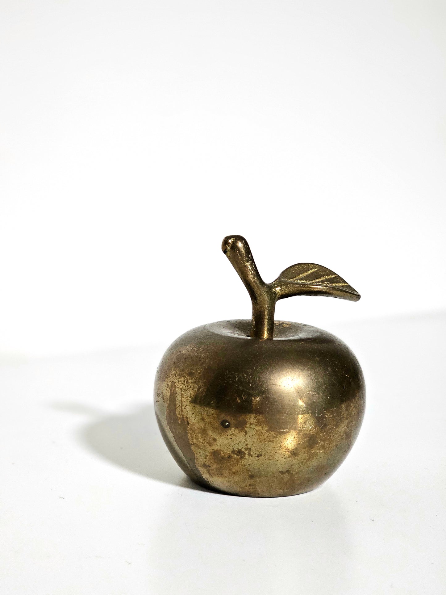 Stemmed Brass Apple Bell with Leaf