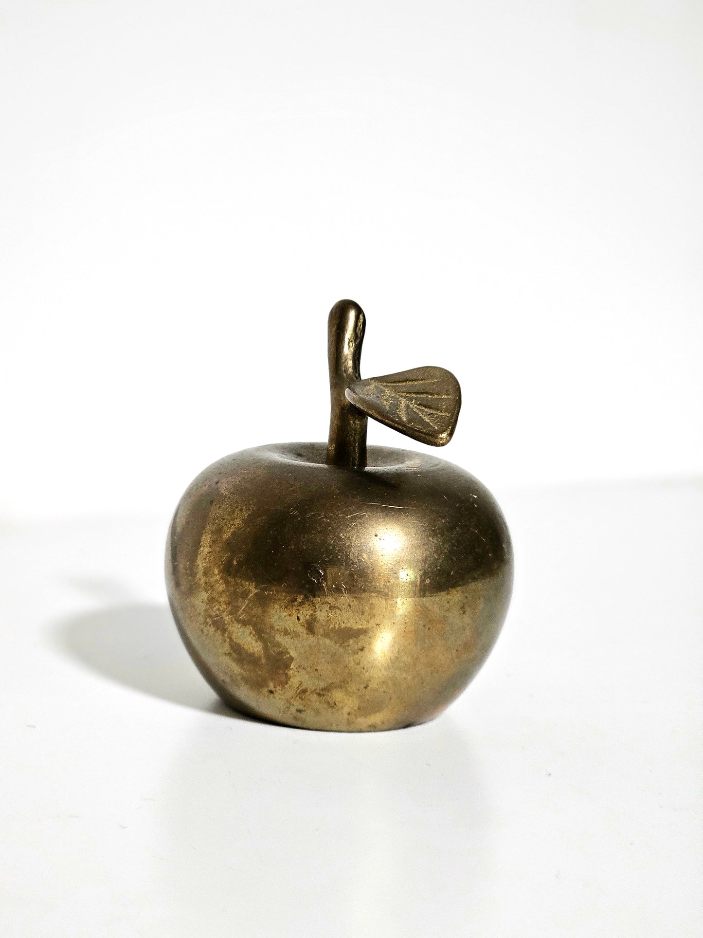 Stemmed Brass Apple Bell with Leaf