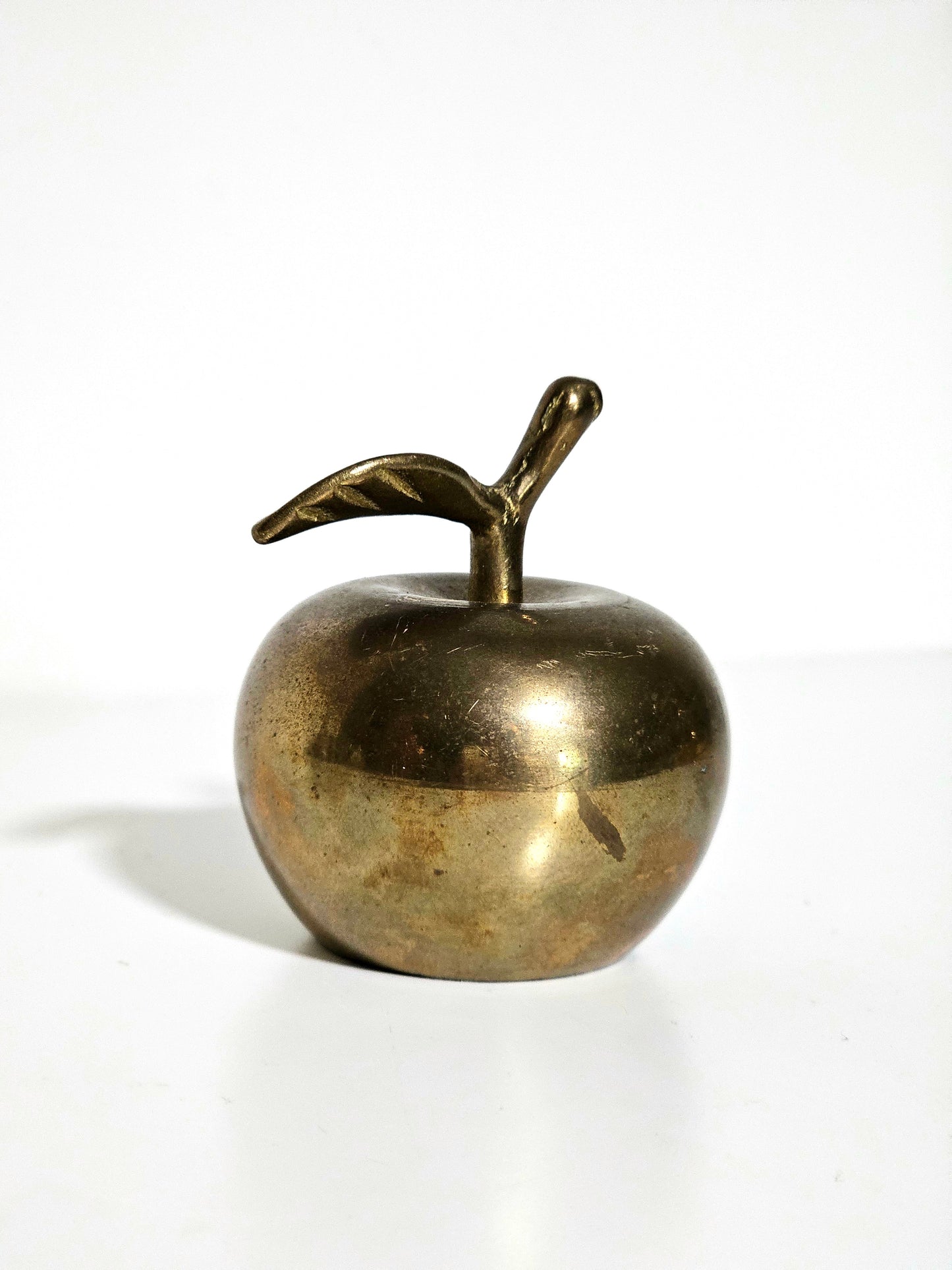 Stemmed Brass Apple Bell with Leaf