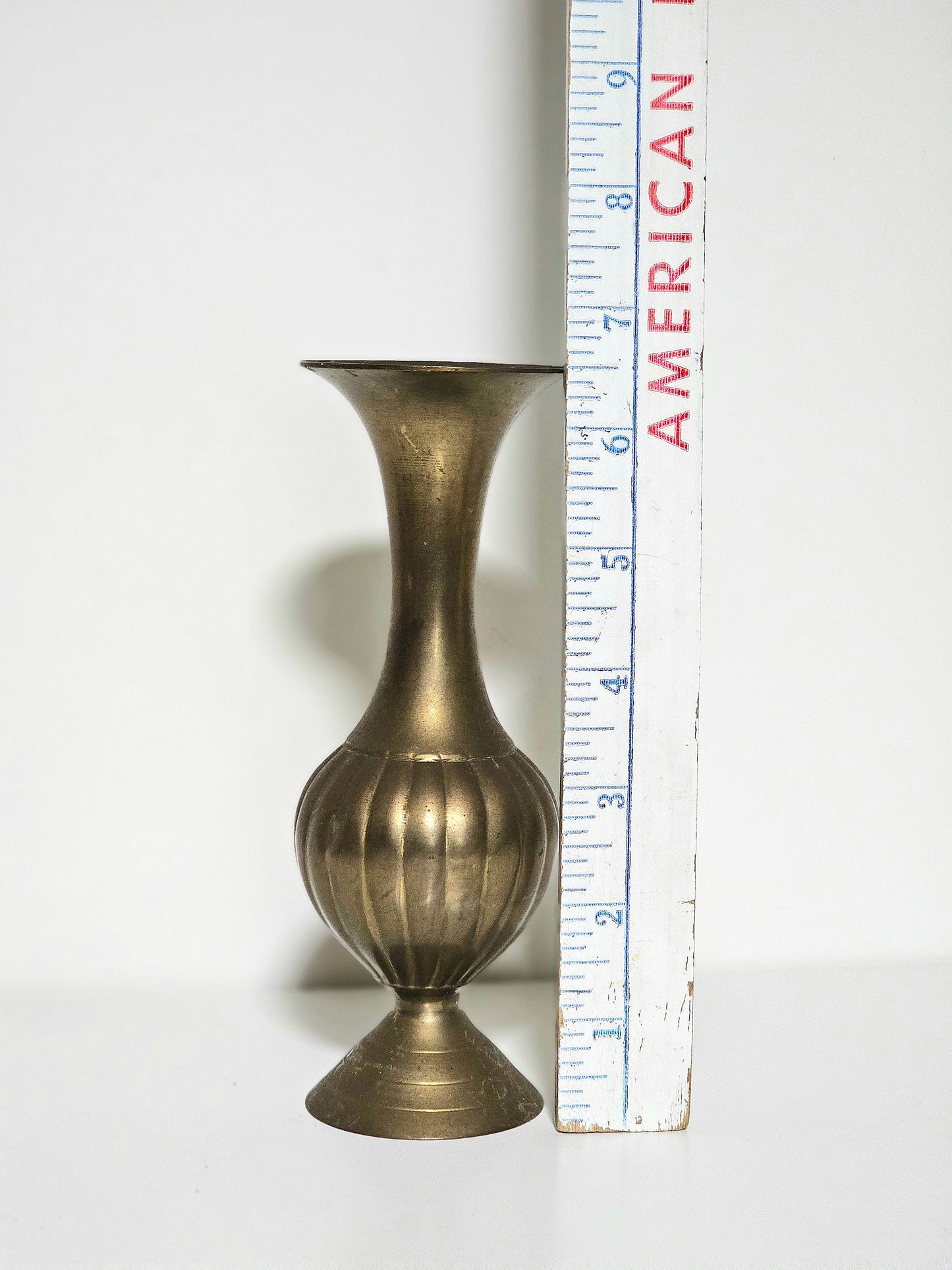 Italian Urn Style Ribbed Brass Vase