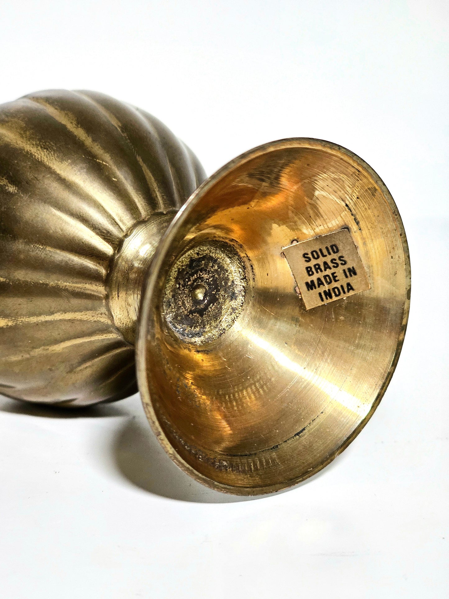 Italian Urn Style Ribbed Brass Vase